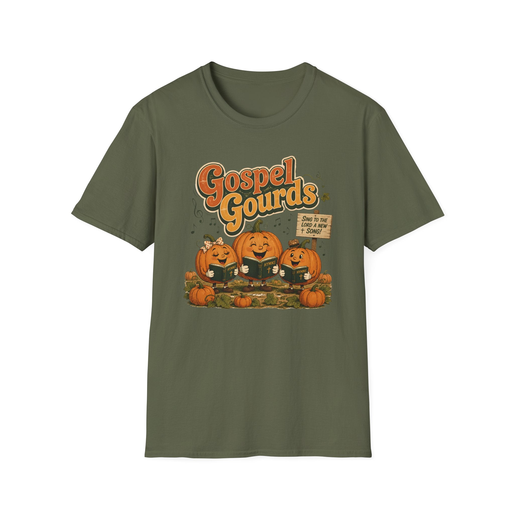 Gospel Gourds Halloween T‑Shirt — Cute Singing Pumpkin Fall Tee