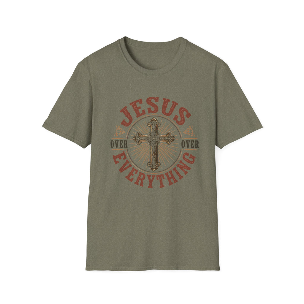 Jesus Over Everything T-Shirt — Christian Cross Faith Tee