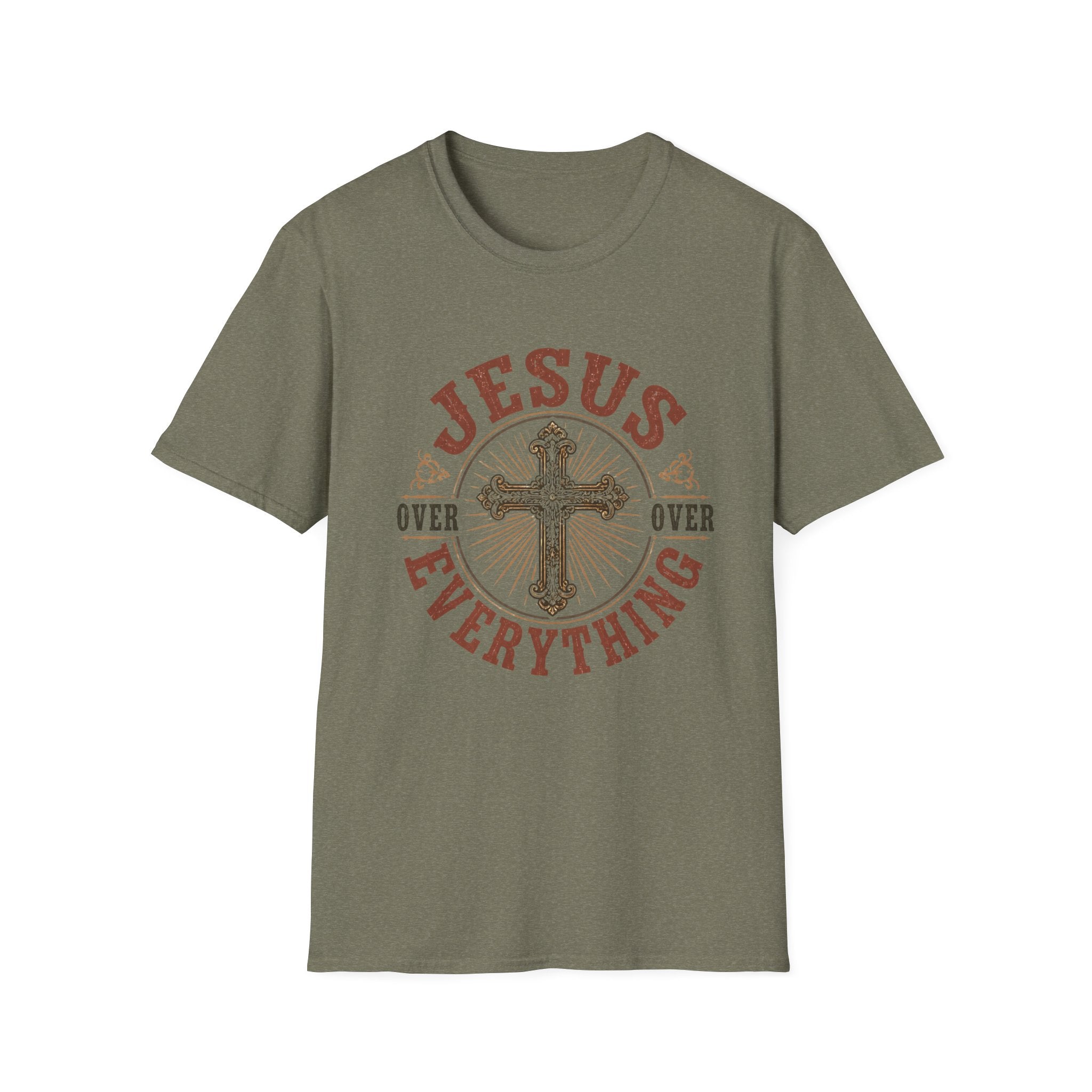 Jesus Over Everything T-Shirt — Christian Cross Faith Tee
