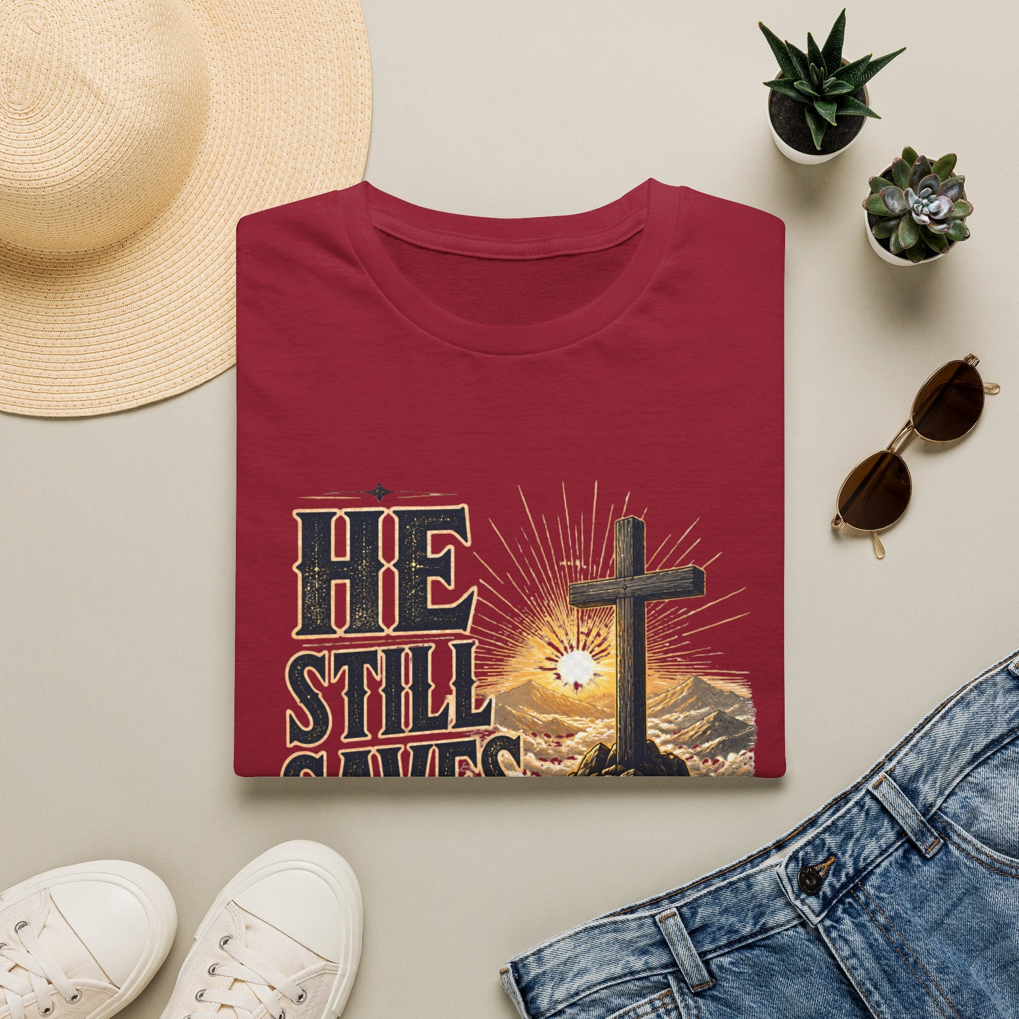 He Still Saves T-Shirt — Christian Cross Faith Graphic Tee
