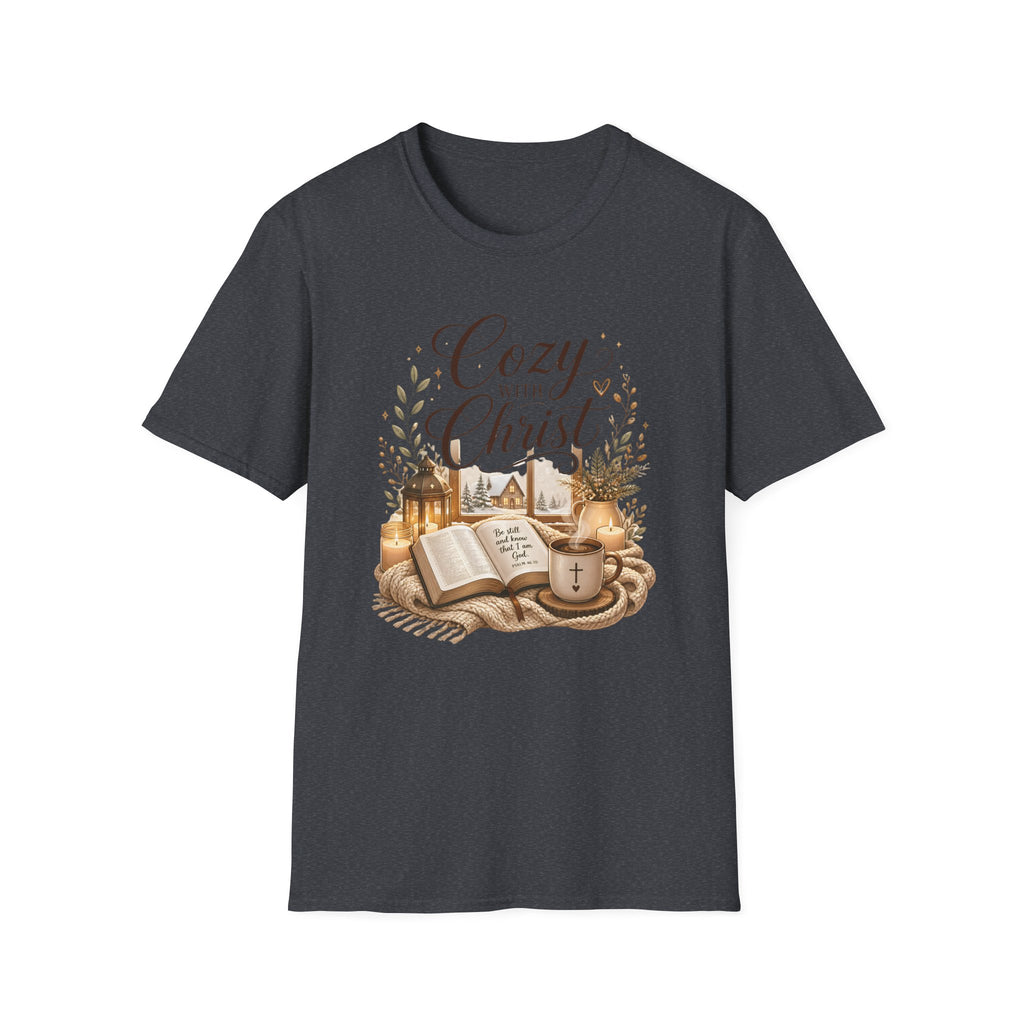 Cozy with Christ T‑Shirt — Faithful Christmas Cozy Home Design