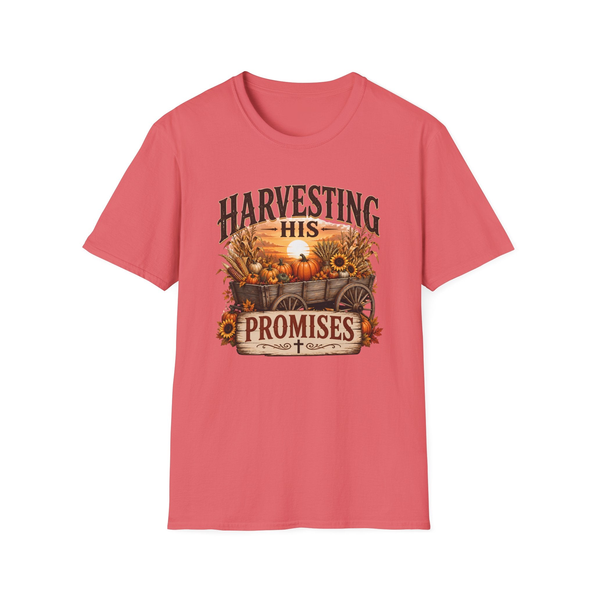 Harvesting His Promises T-Shirt — Fall Pumpkin & Sunflower Faith Tee