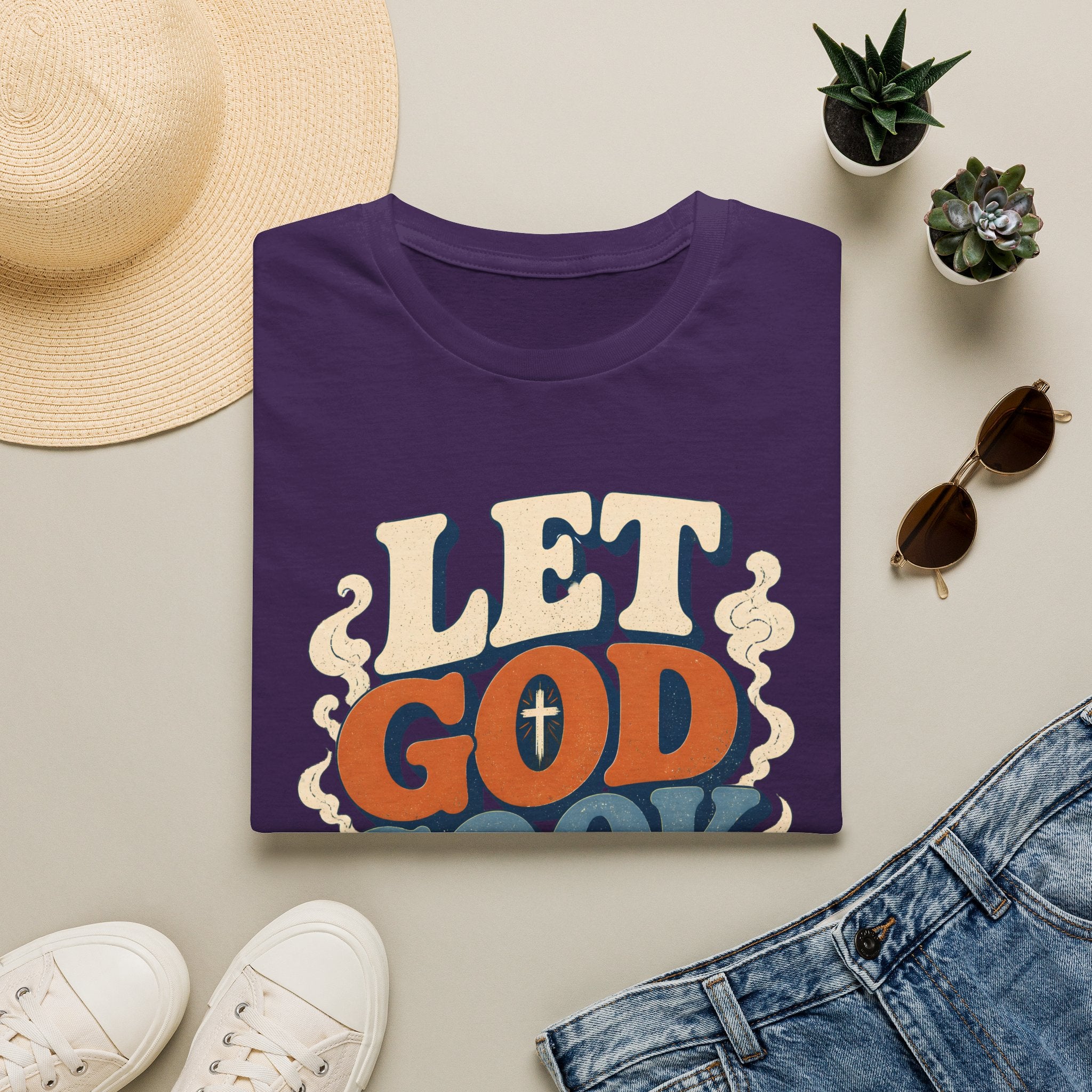 Let God Cook T-Shirt — Faith-Inspired Vintage Kitchen Graphic Tee