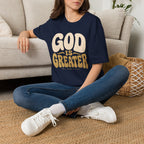 God Is Greater T-Shirt — Retro Faith Graphic Tee (1 John 4:4)