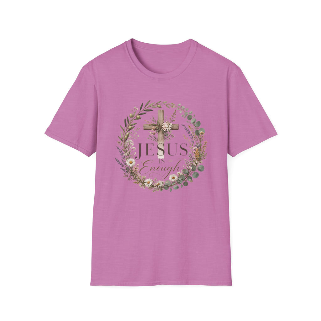 Christian Cross Floral T-Shirt — "Jesus Enough" Inspirational Tee