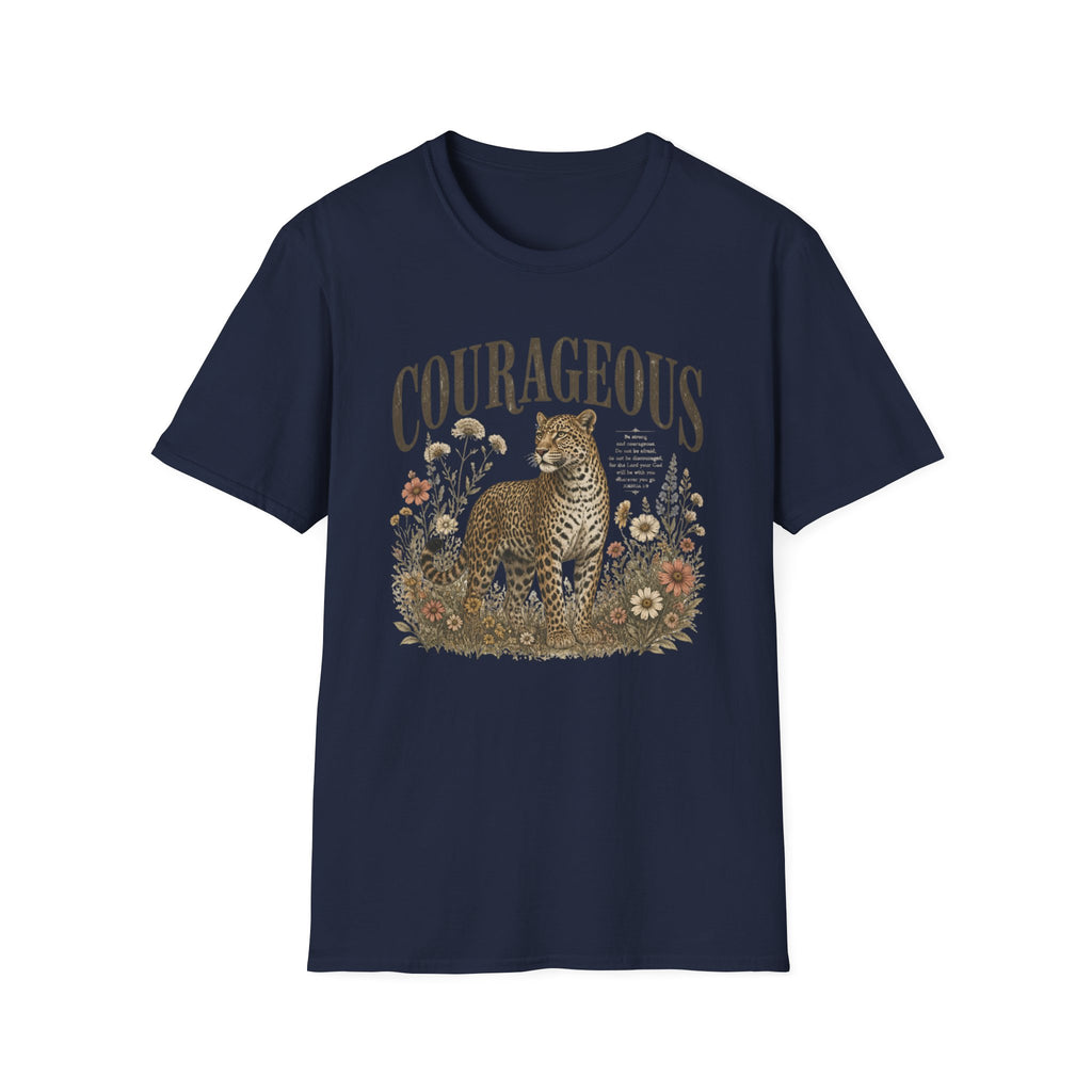 Courageous Leopard T-Shirt — Vintage Floral Wildlife Graphic Tee