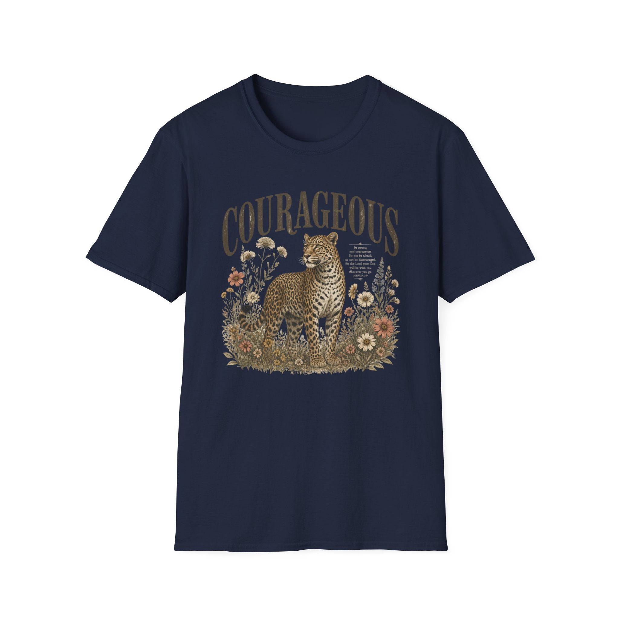 Courageous Leopard T-Shirt — Vintage Floral Wildlife Graphic Tee
