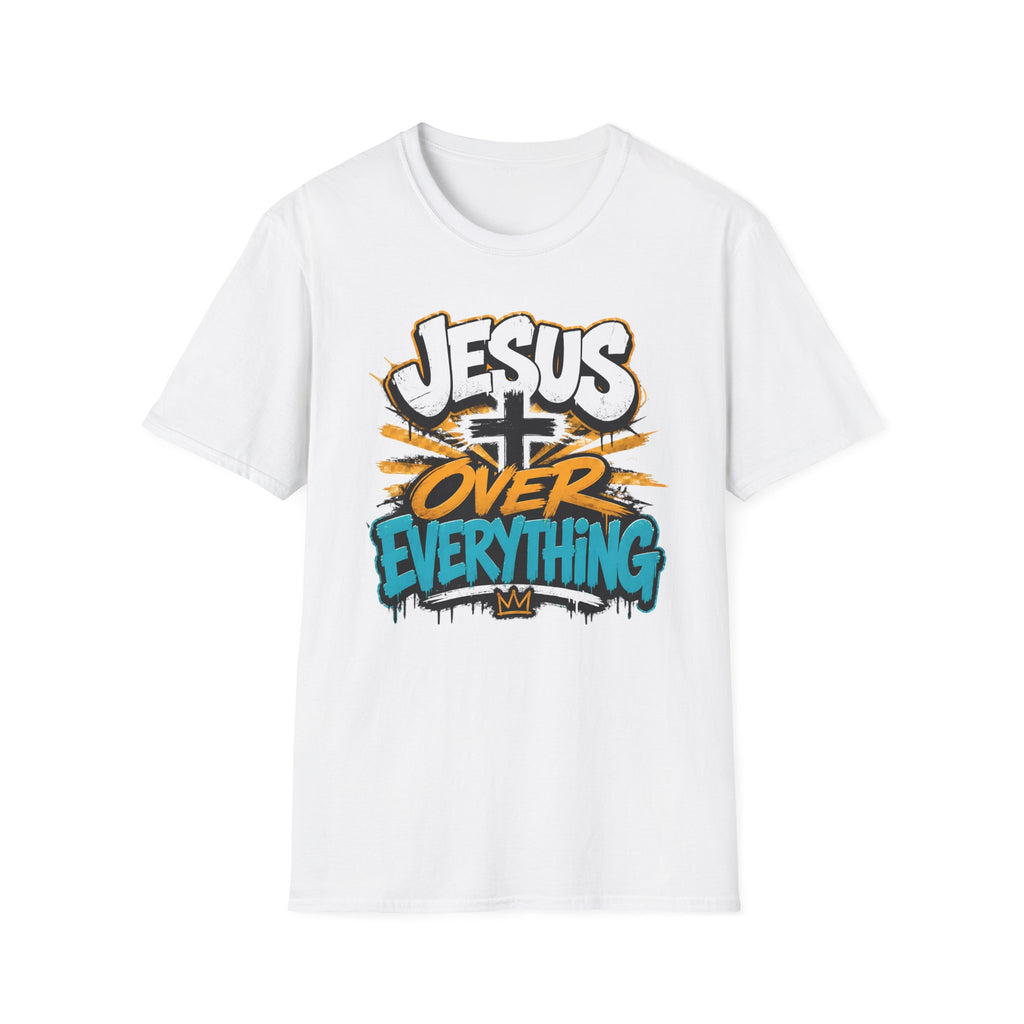 Jesus Over Everything T-Shirt — Faith Graphic Tee with Cross Streetwear Design