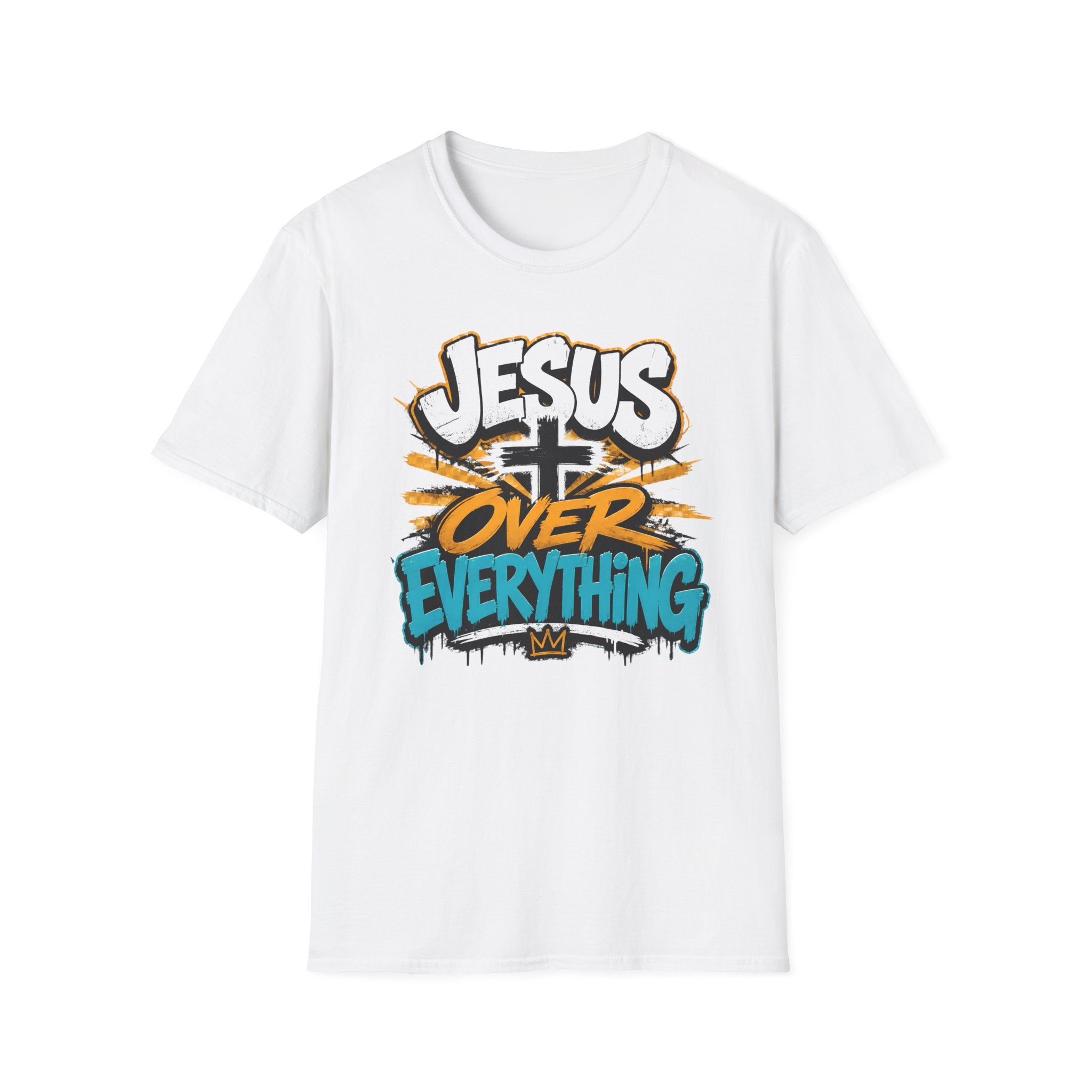 Jesus Over Everything T-Shirt — Faith Graphic Tee with Cross Streetwear Design