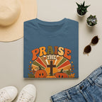 Praise the Lord Fall T-Shirt — Retro Pumpkin & Cross Christian Tee