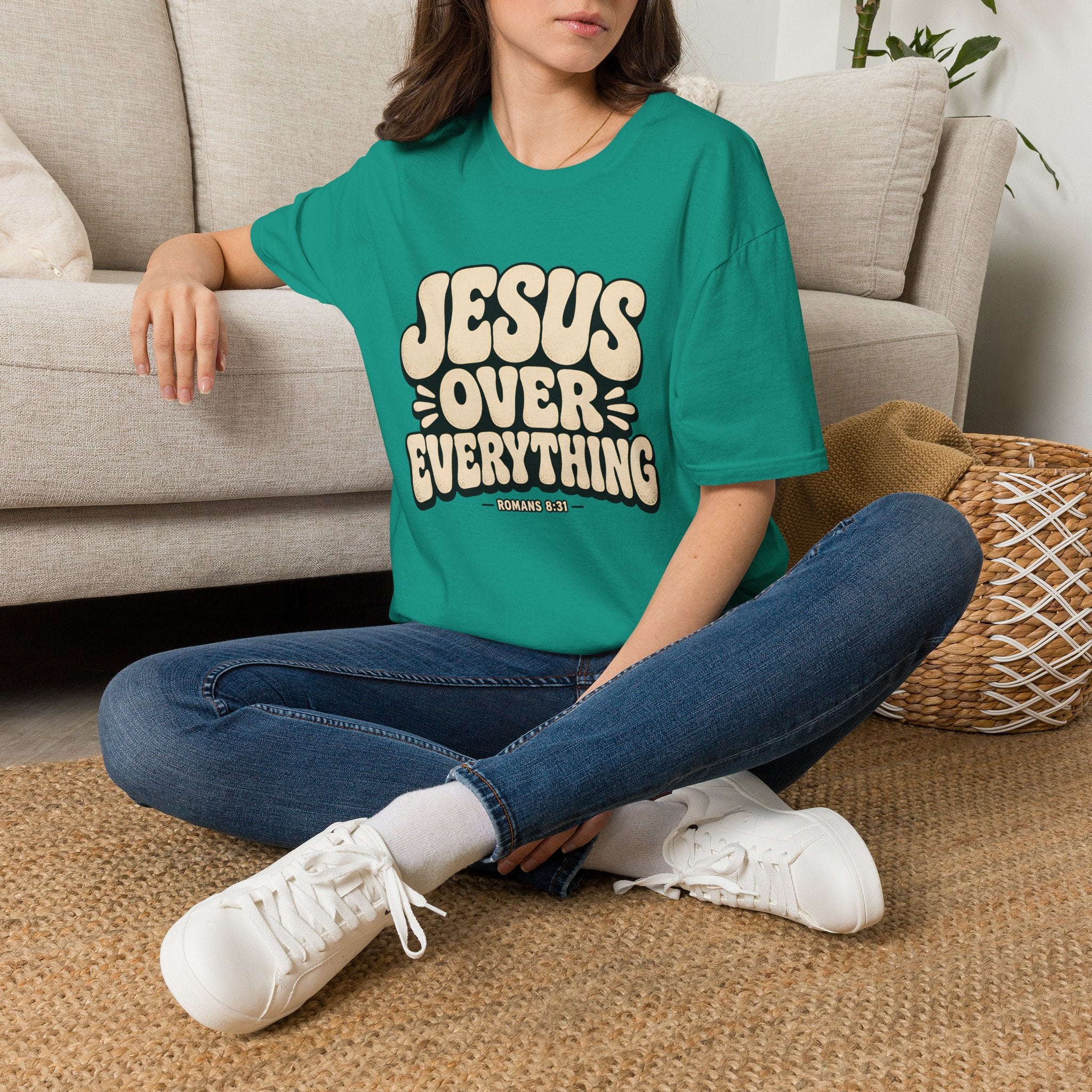 Jesus Over Everything T‑Shirt — Retro Faith Graphic Tee