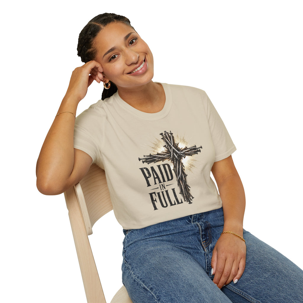 Christian T-Shirt — "Paid in Full" Cross Graphic Faith Tee