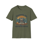 T‑Shirt — Running On Prayer & Coffee Raccoon Graphic Tee