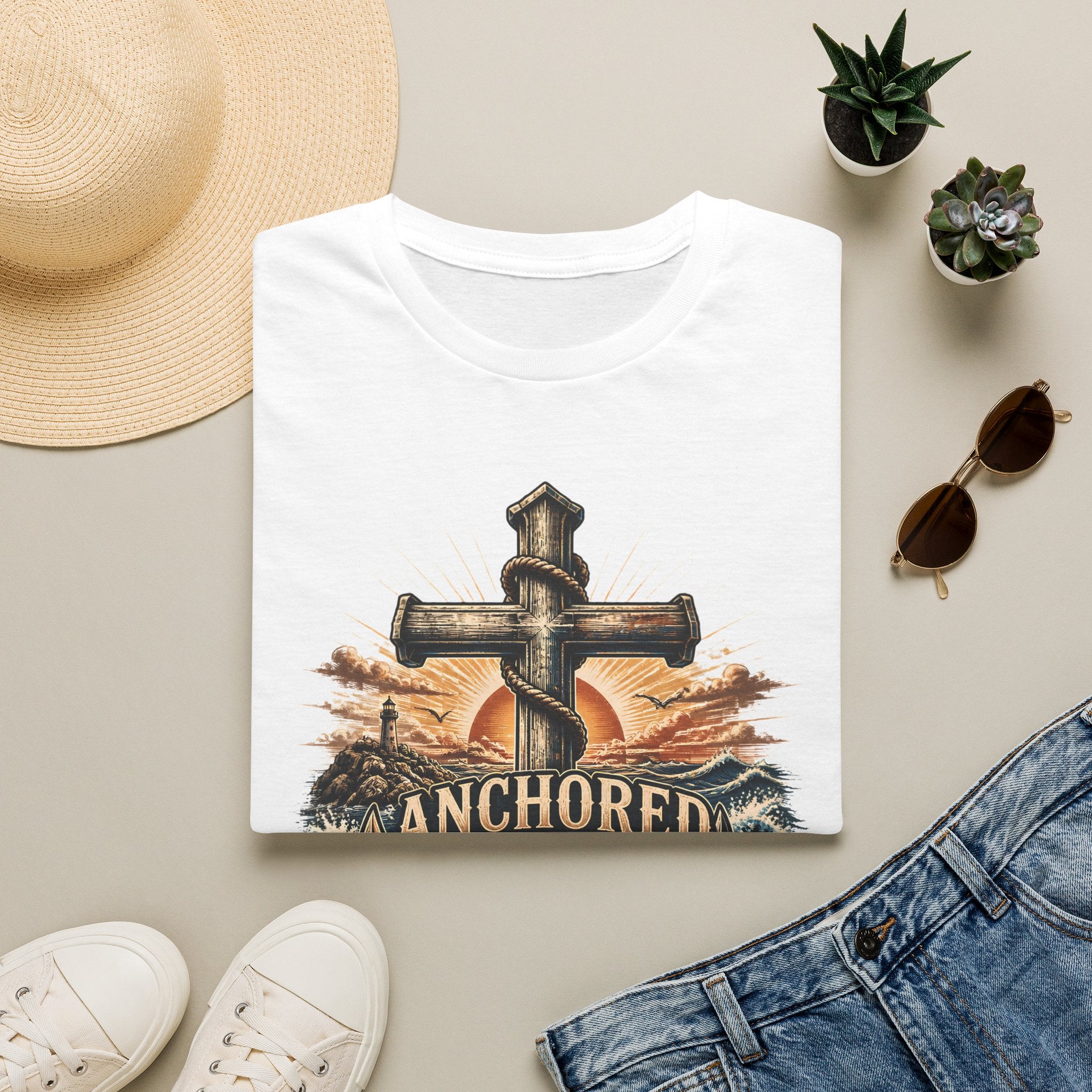 Anchored in Jesus T-Shirt — Christian Anchor Faith Tee