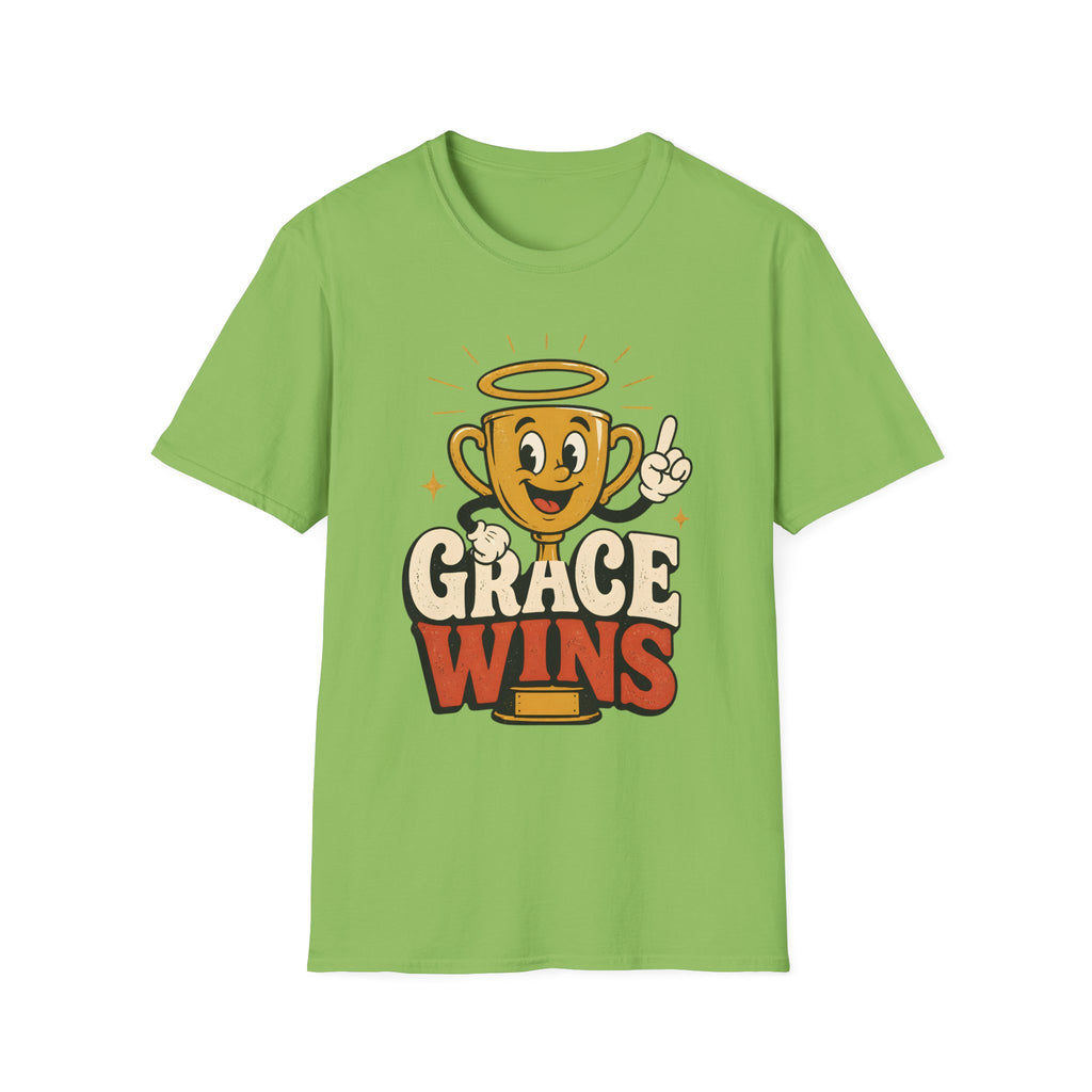T-Shirt — 'Grace Wins' Angel Trophy Graphic Tee