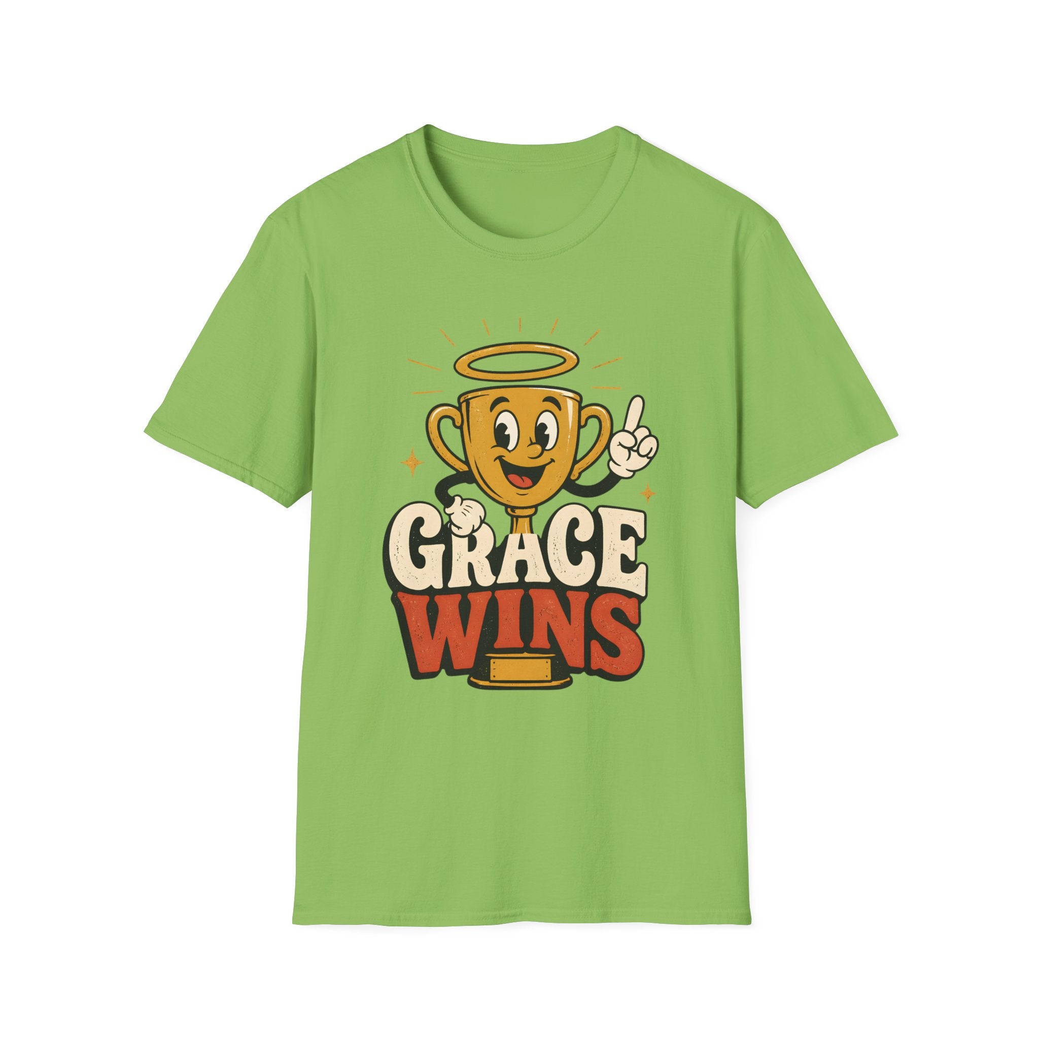 T-Shirt — 'Grace Wins' Angel Trophy Graphic Tee