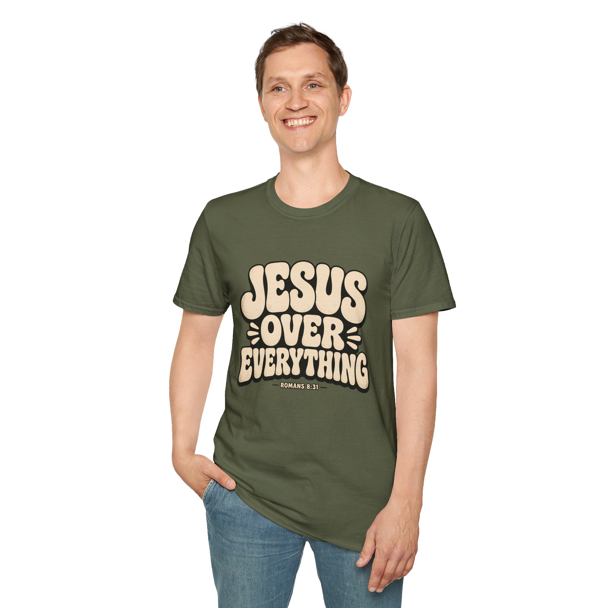 Jesus Over Everything T‑Shirt — Retro Faith Graphic Tee