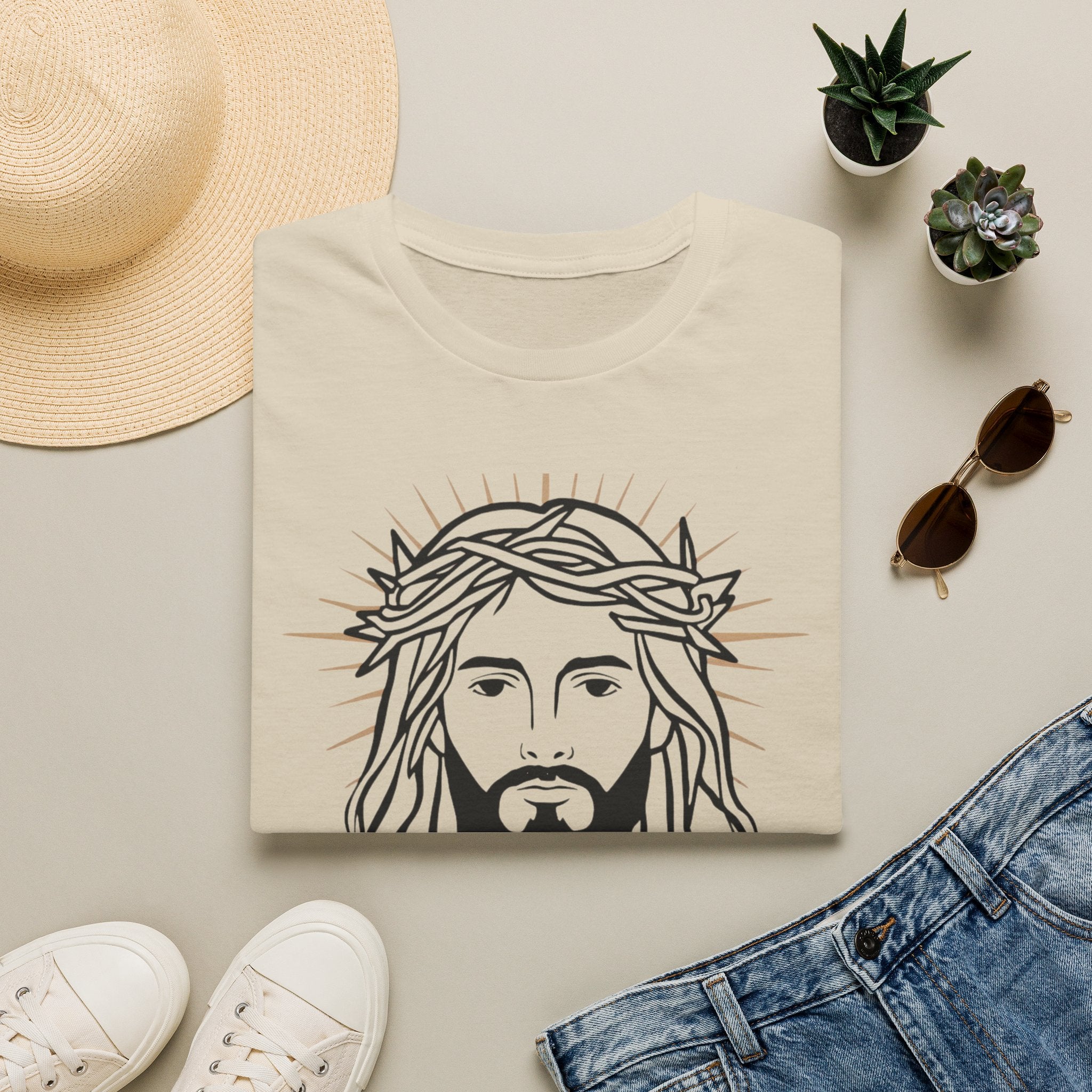 Jesus Portrait T-Shirt — Crown of Thorns Faith Tee