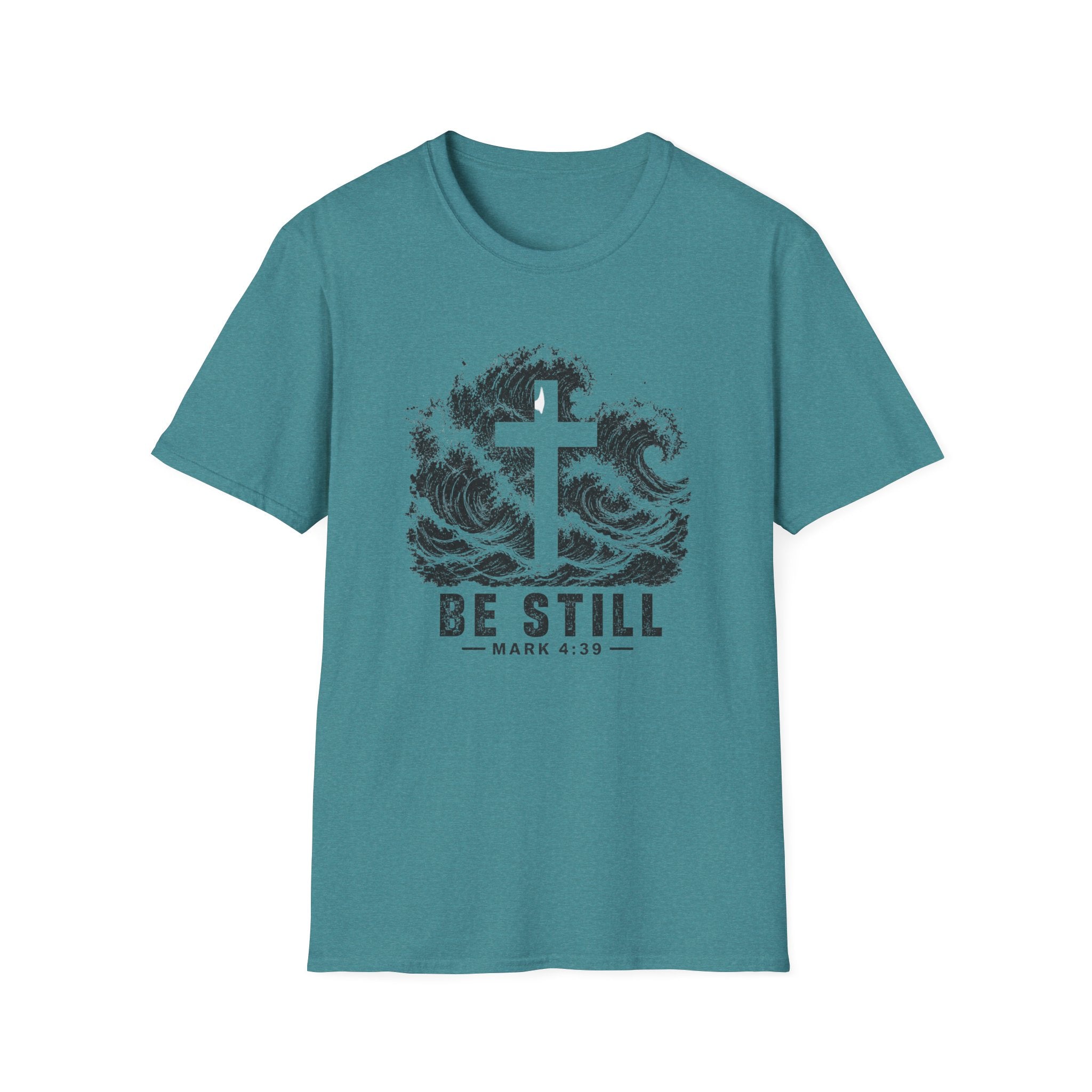 Faith Cross T-Shirt — “Be Still” Christian Graphic Tee (Psalm 46:10)