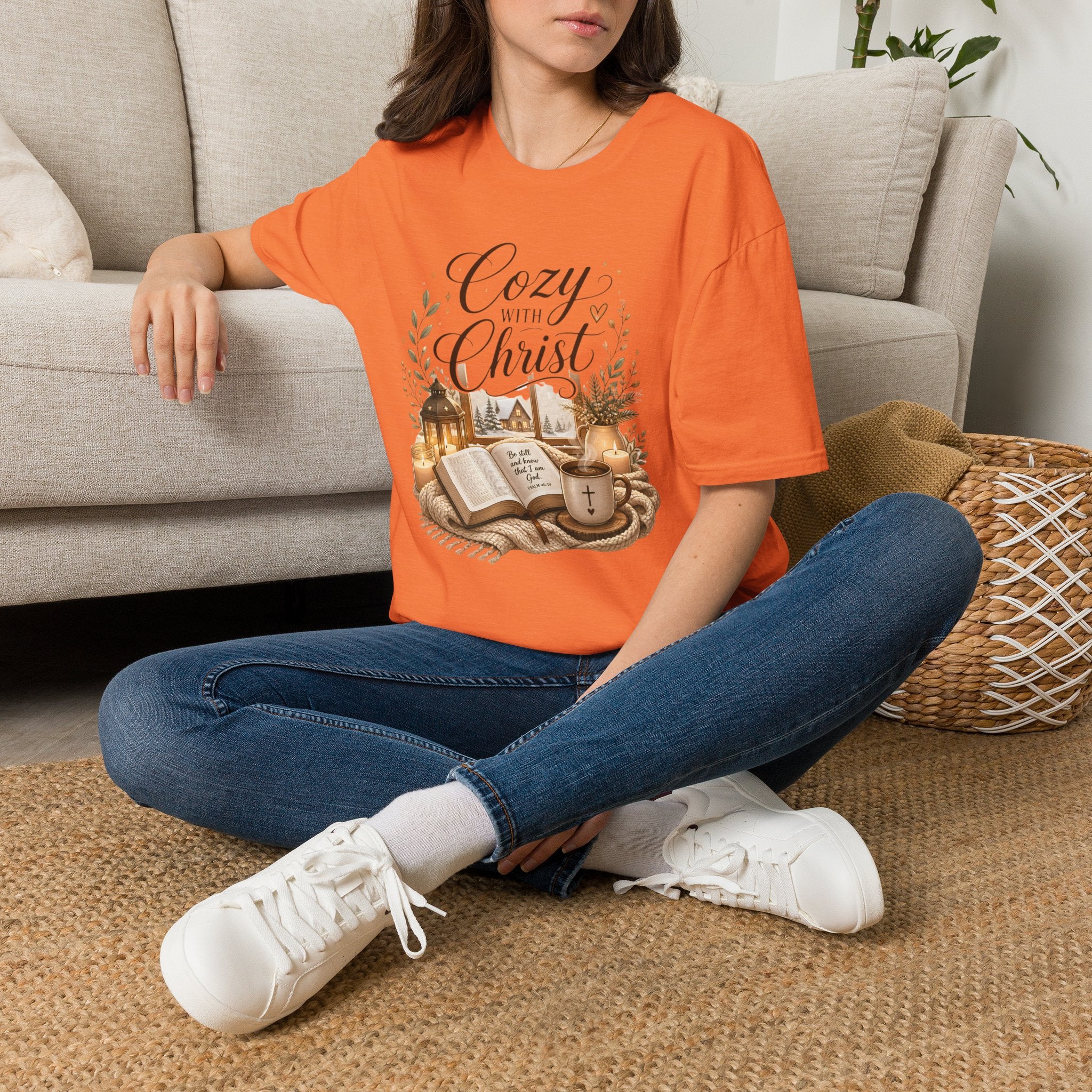 Cozy with Christ T‑Shirt — Faithful Christmas Cozy Home Design
