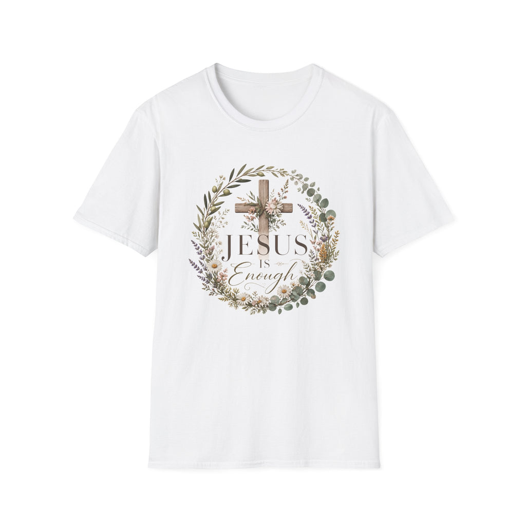 Christian Cross Floral T-Shirt — "Jesus Enough" Inspirational Tee