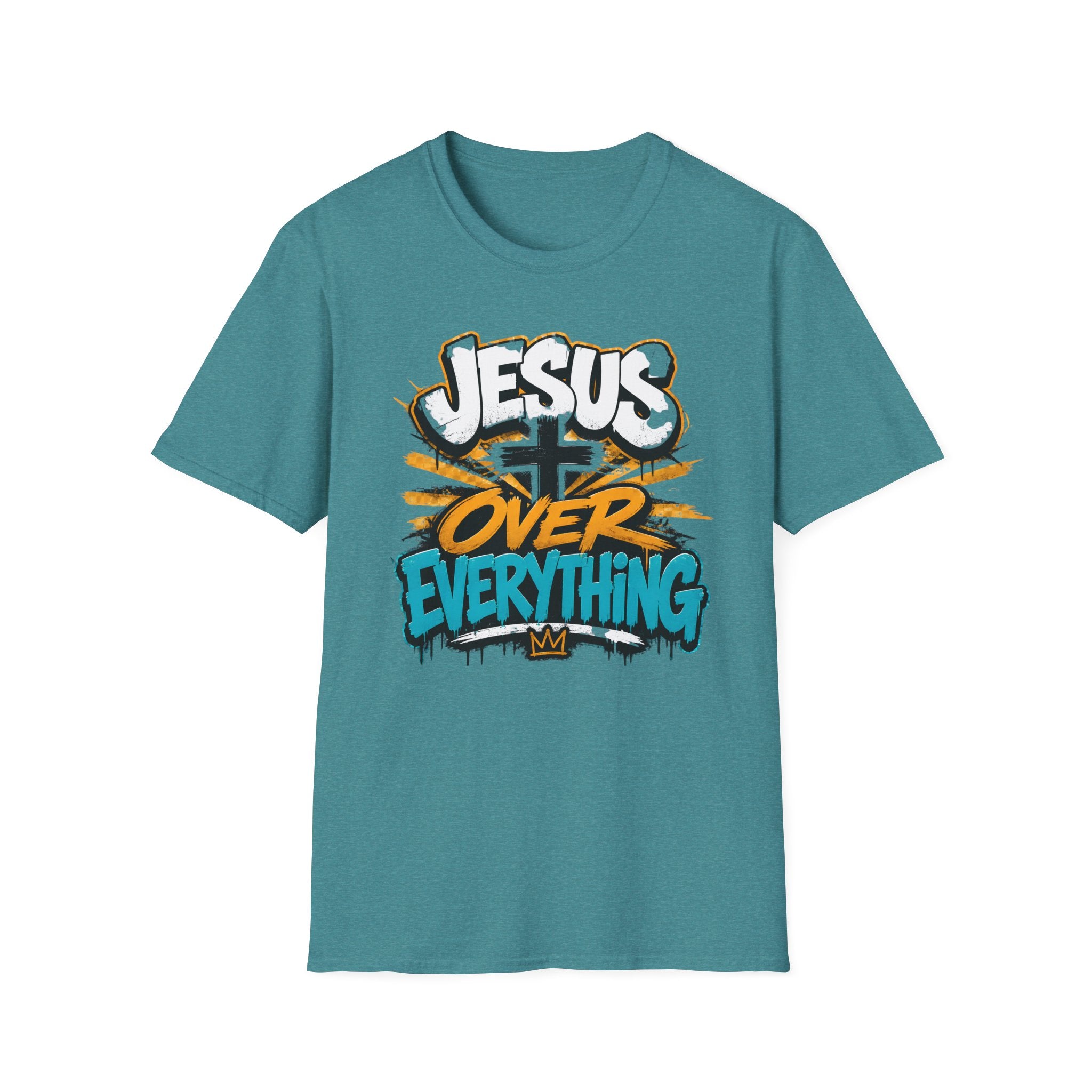 Jesus Over Everything T-Shirt — Faith Graphic Tee with Cross Streetwear Design