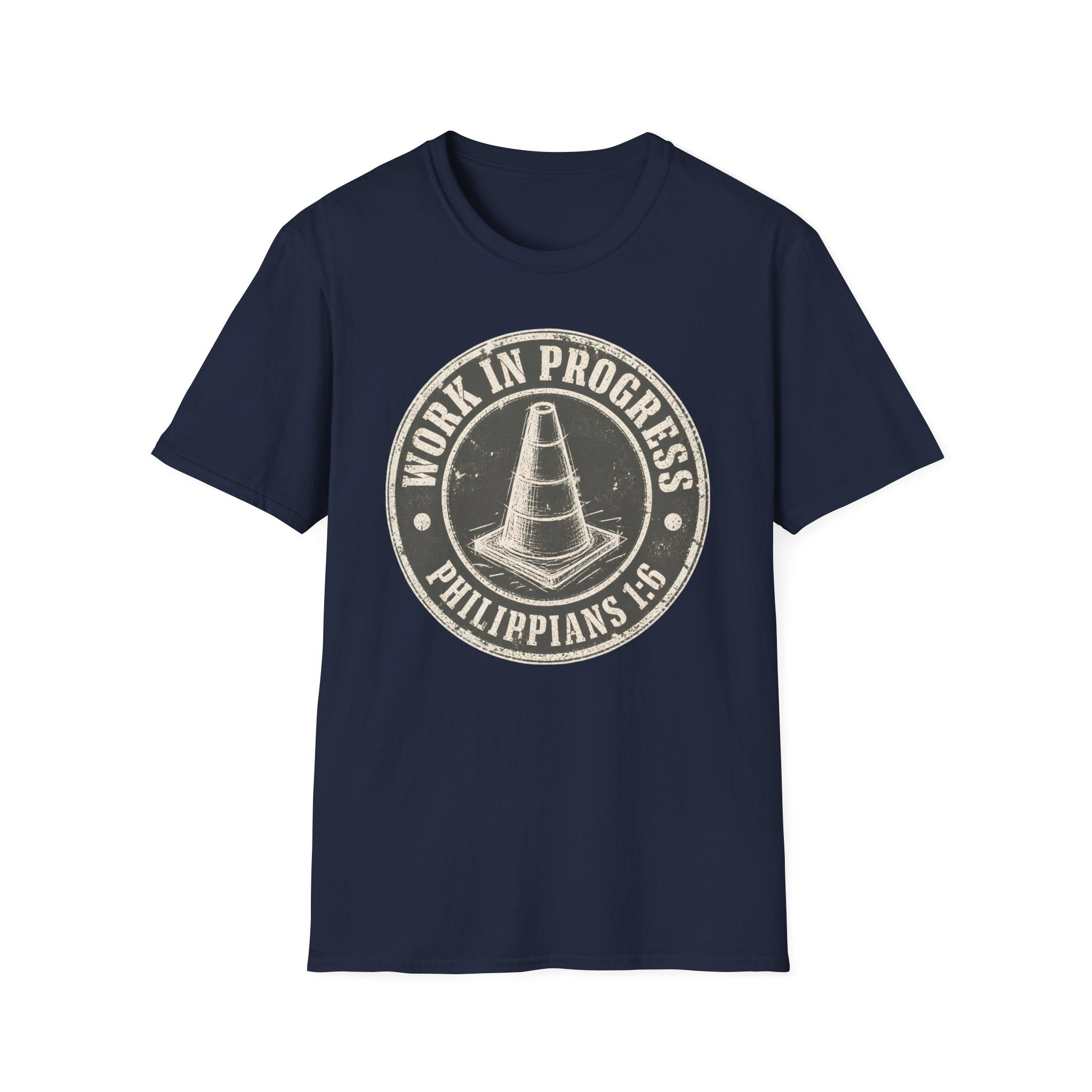 Work In Progress T-Shirt — 'Work In Progress' Vintage Cone Graphic Tee (Philippians 1:6)