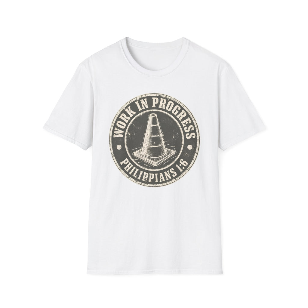 Work In Progress T-Shirt — 'Work In Progress' Vintage Cone Graphic Tee (Philippians 1:6)