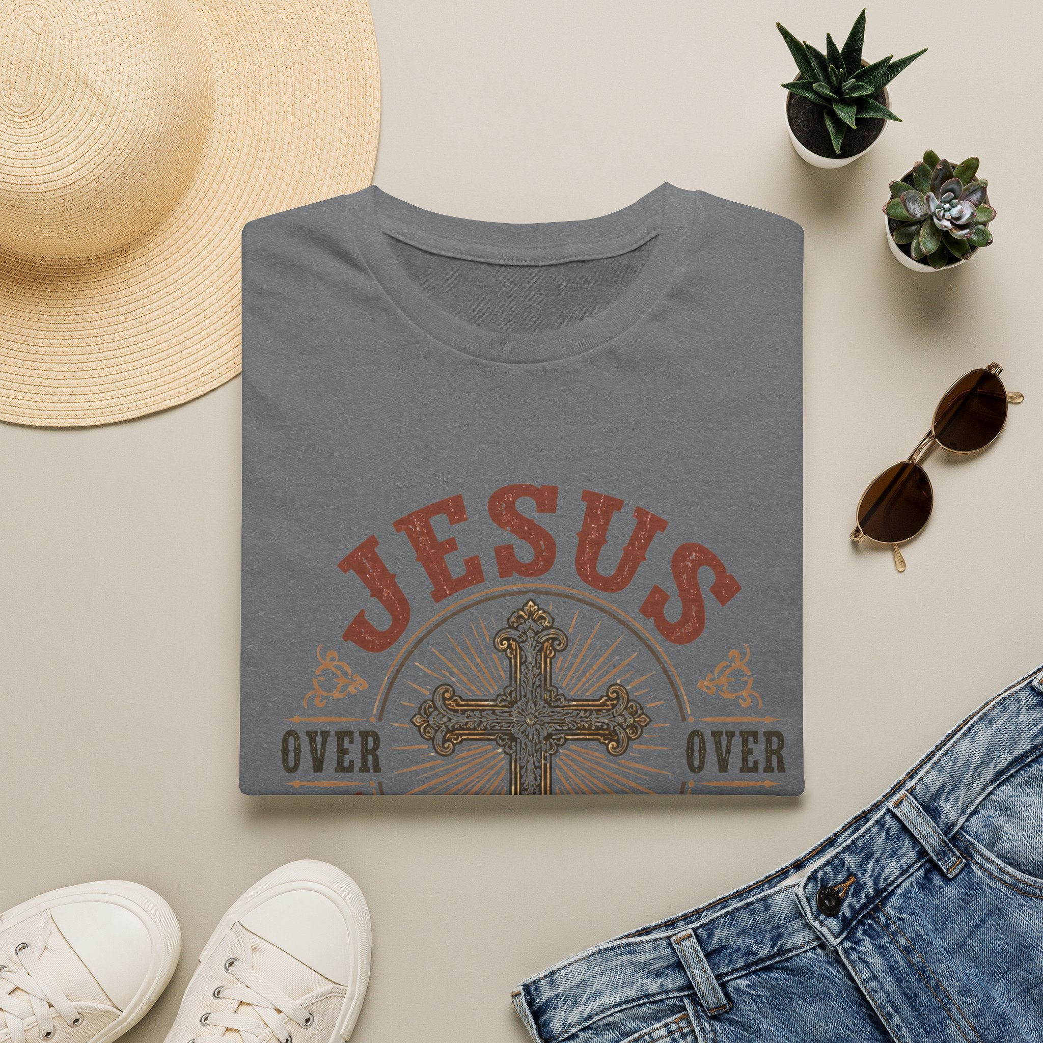 Jesus Over Everything T-Shirt — Christian Cross Faith Tee