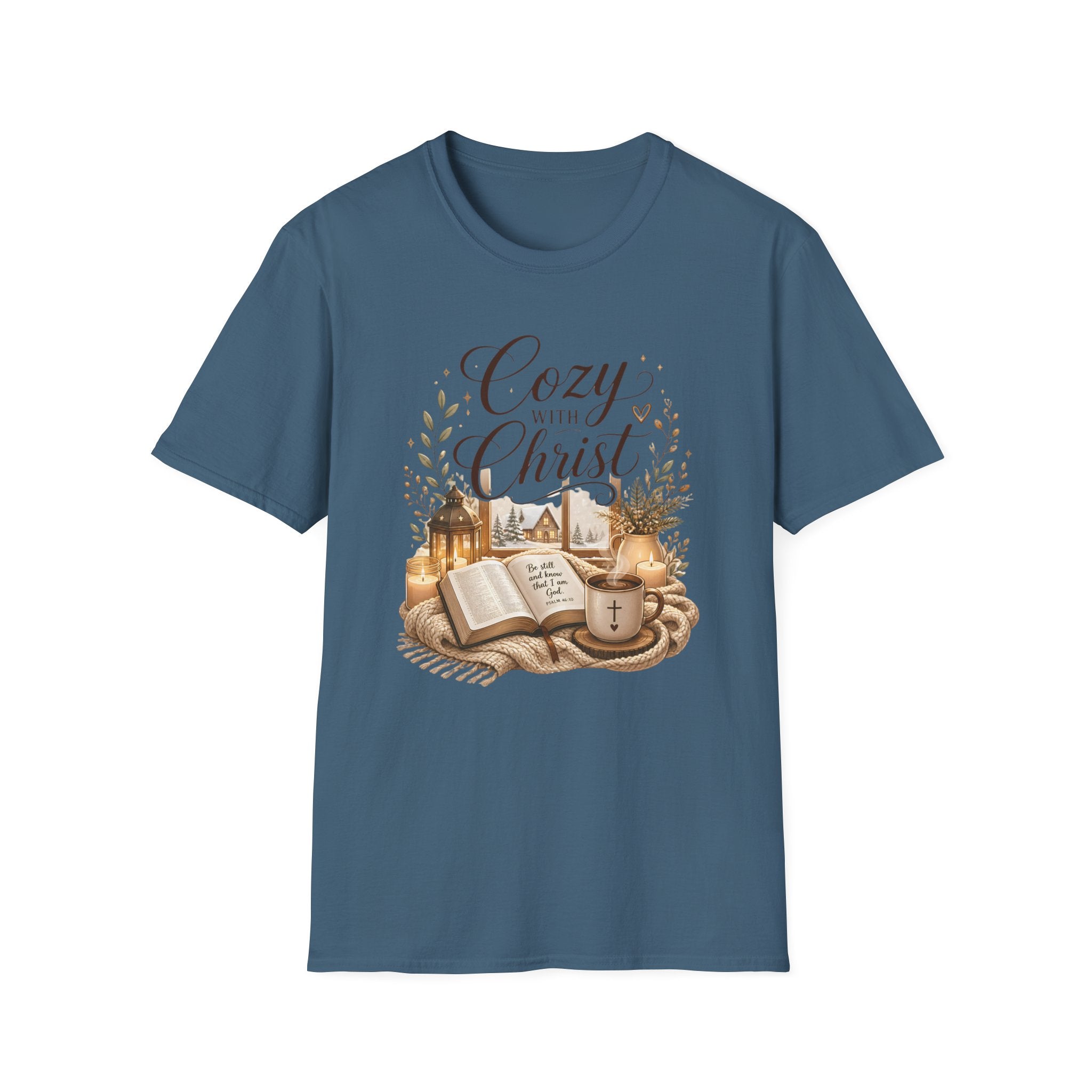 Cozy with Christ T‑Shirt — Faithful Christmas Cozy Home Design