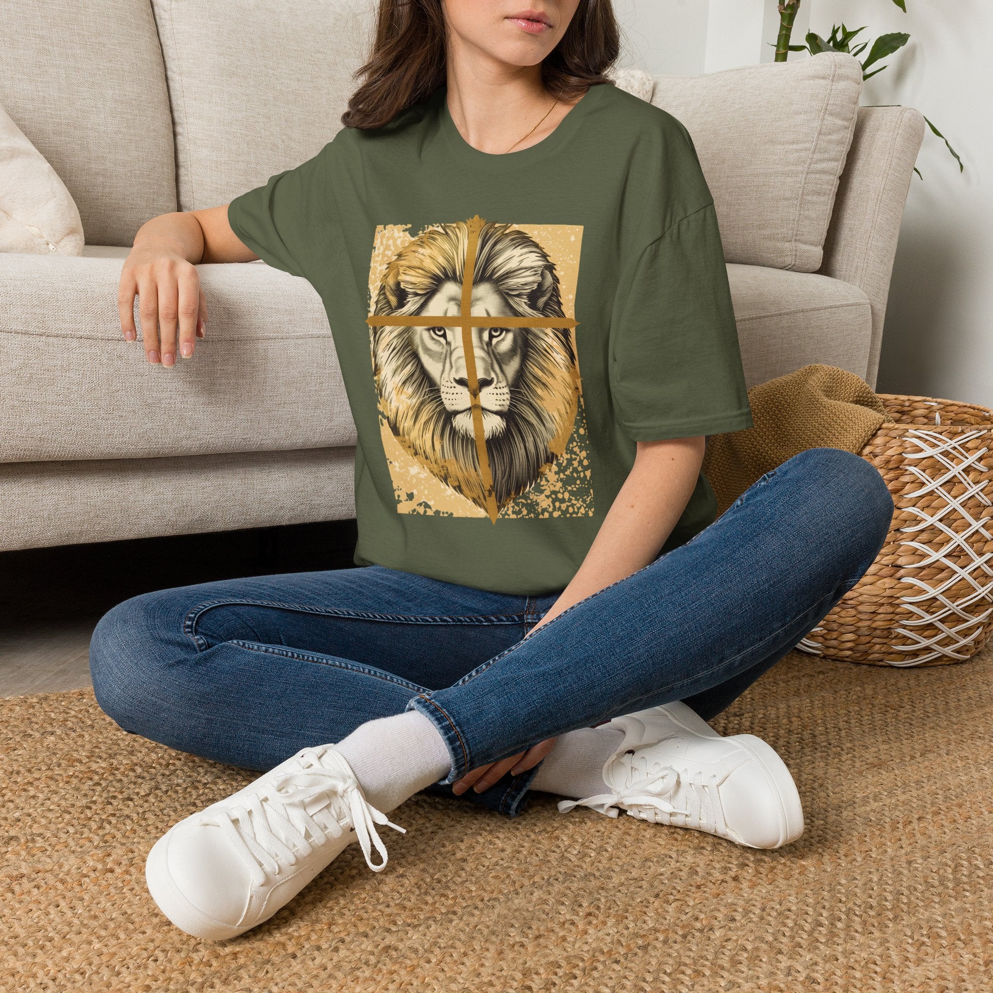 Lion Cross T‑Shirt — Faith-Inspired Lion Graphic Tee