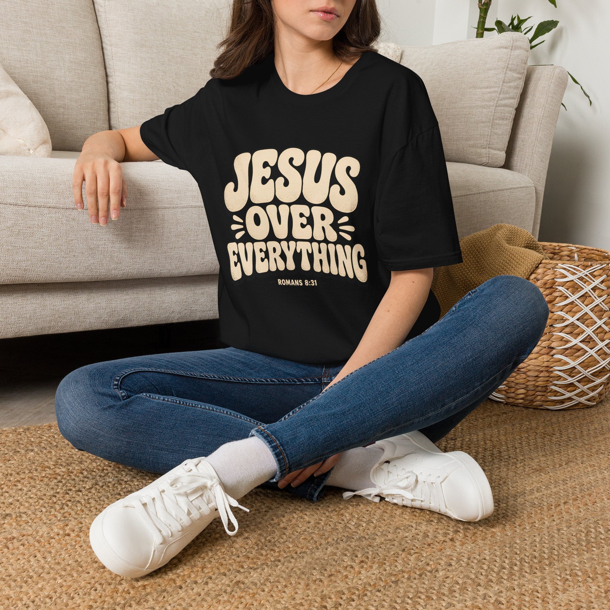 Jesus Over Everything T‑Shirt — Retro Faith Graphic Tee