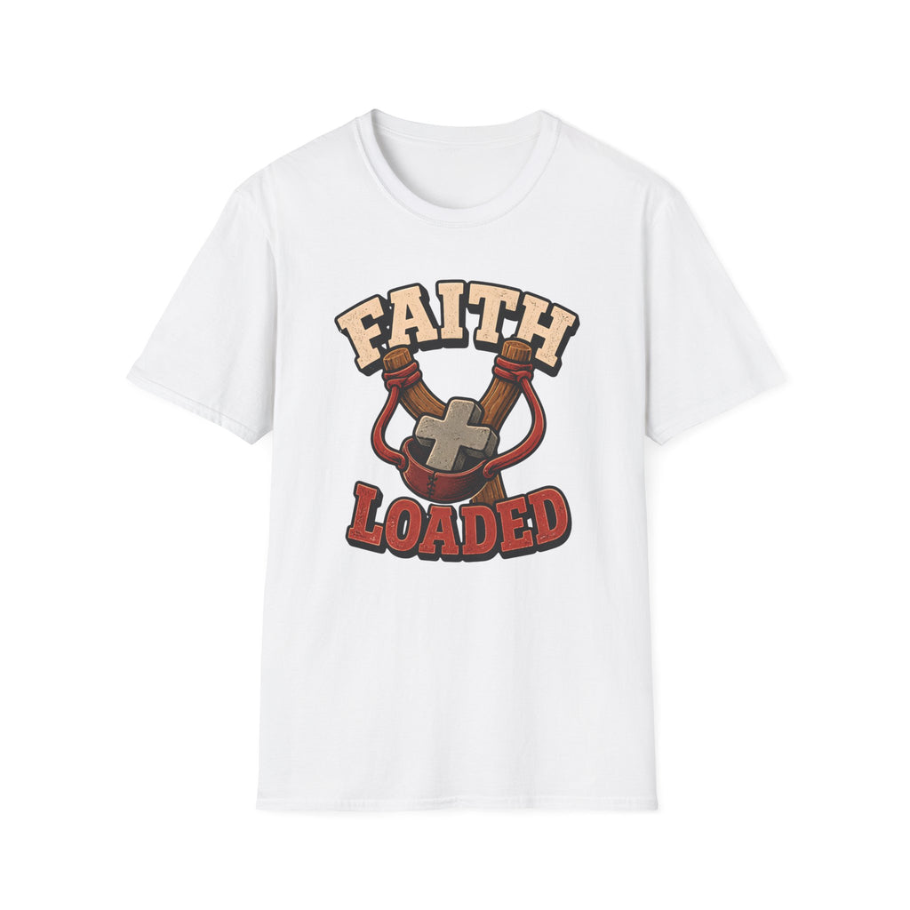 Faith Loaded T-Shirt — Christian Slingshot Cross Graphic Tee