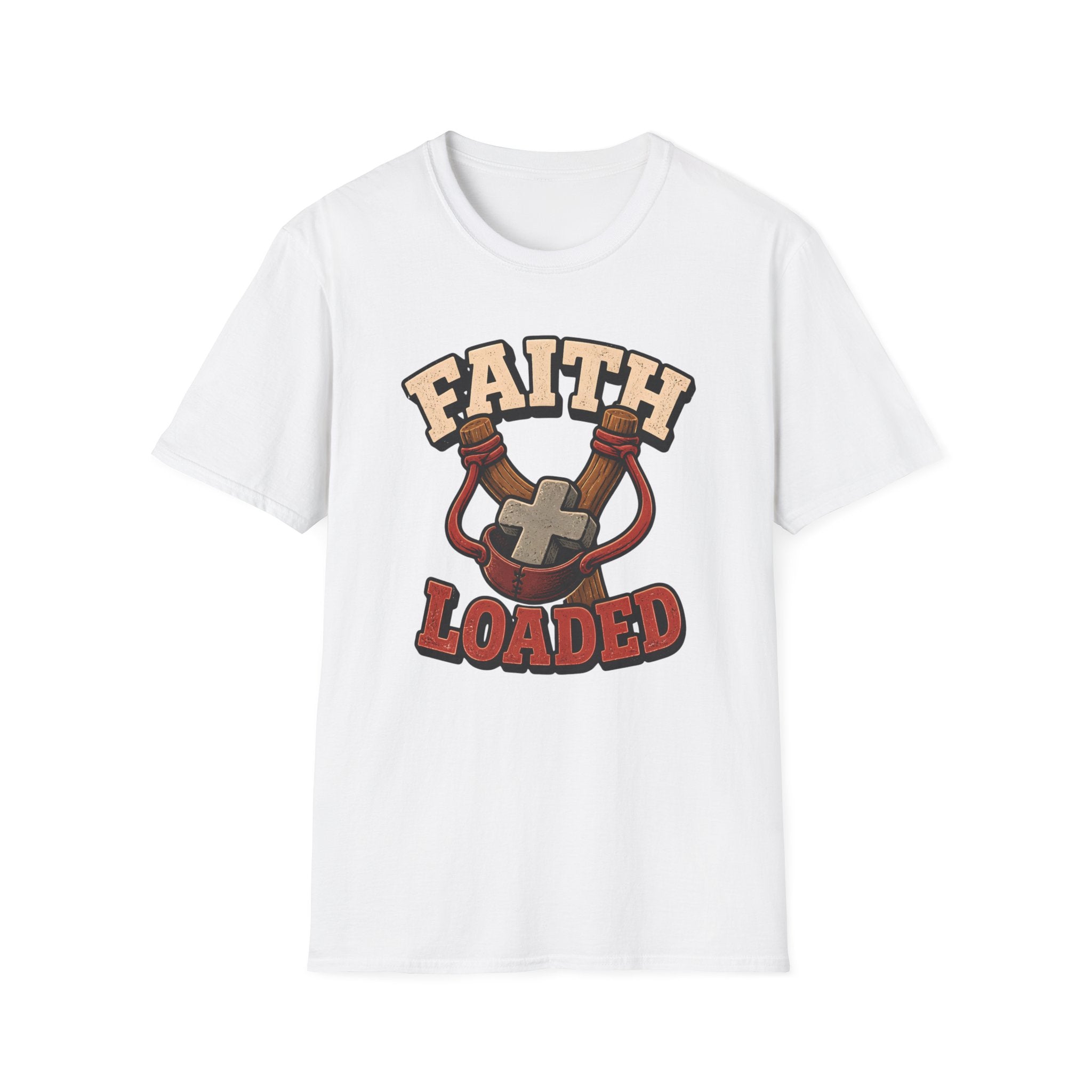 Faith Loaded T-Shirt — Christian Slingshot Cross Graphic Tee
