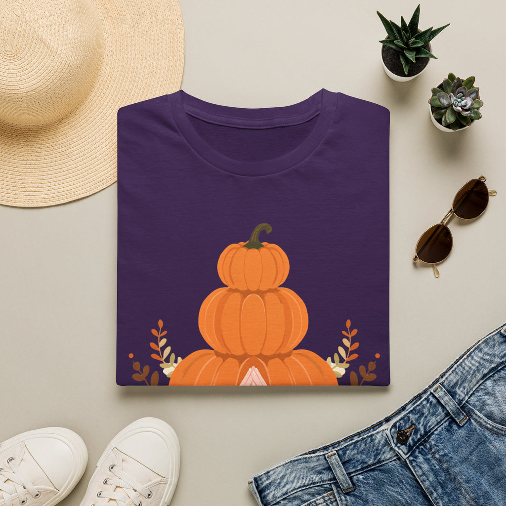 Pumpkin Stack T‑Shirt — Autumn Floral Fall Graphic Tee