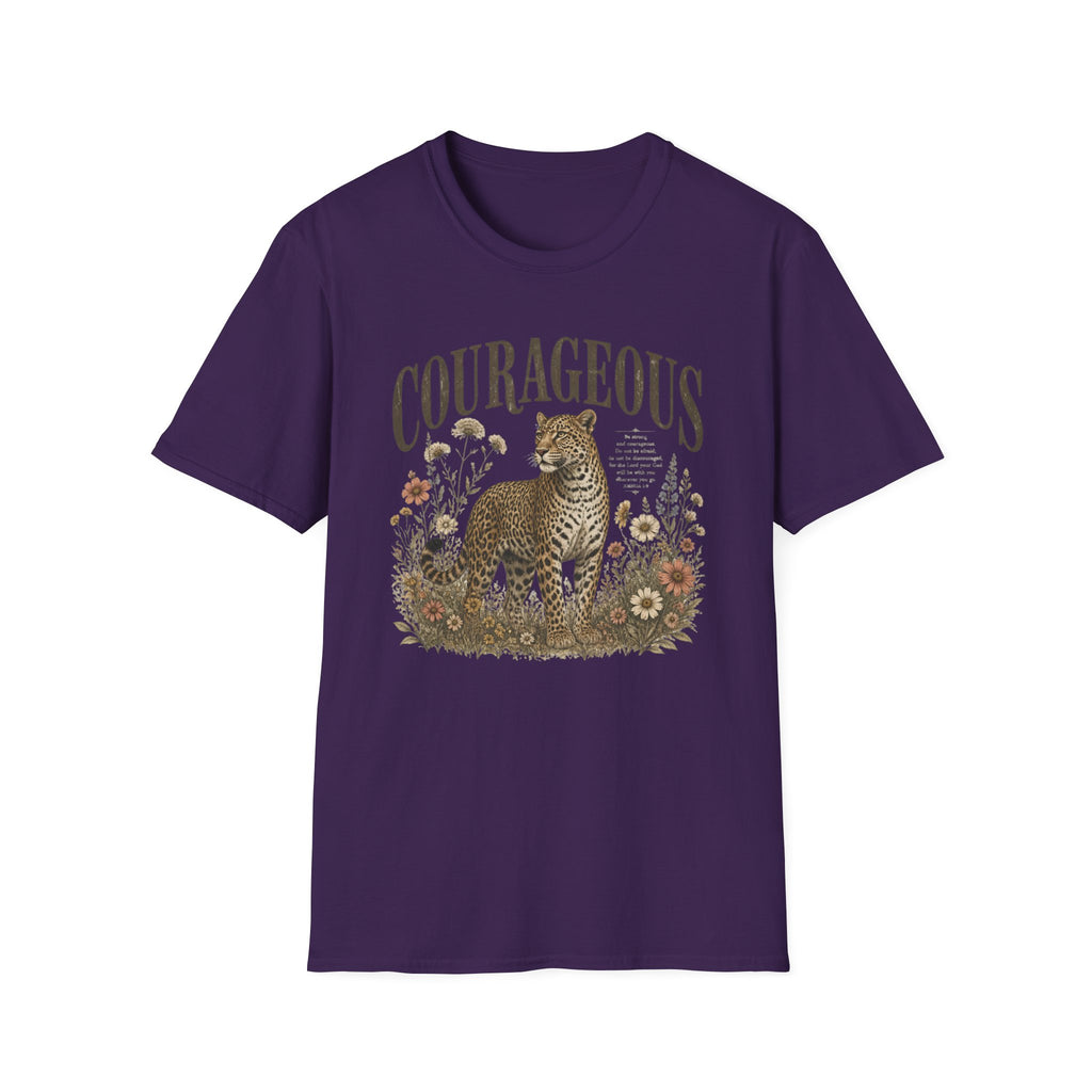 Courageous Leopard T-Shirt — Vintage Floral Wildlife Graphic Tee