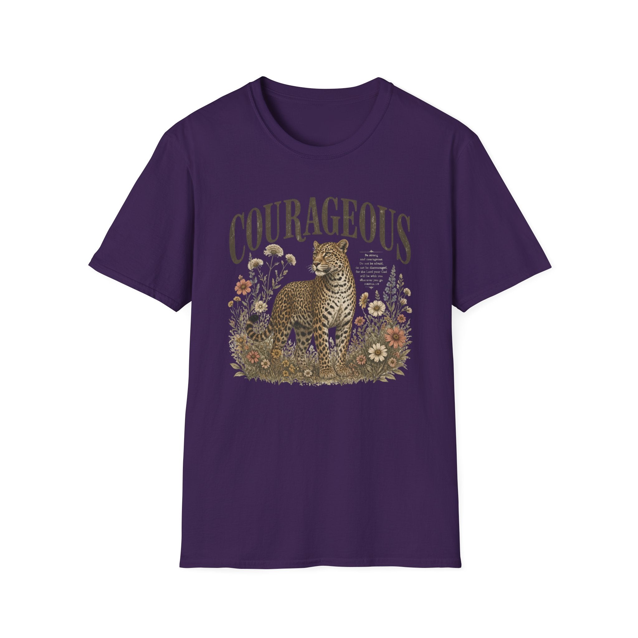 Courageous Leopard T-Shirt — Vintage Floral Wildlife Graphic Tee