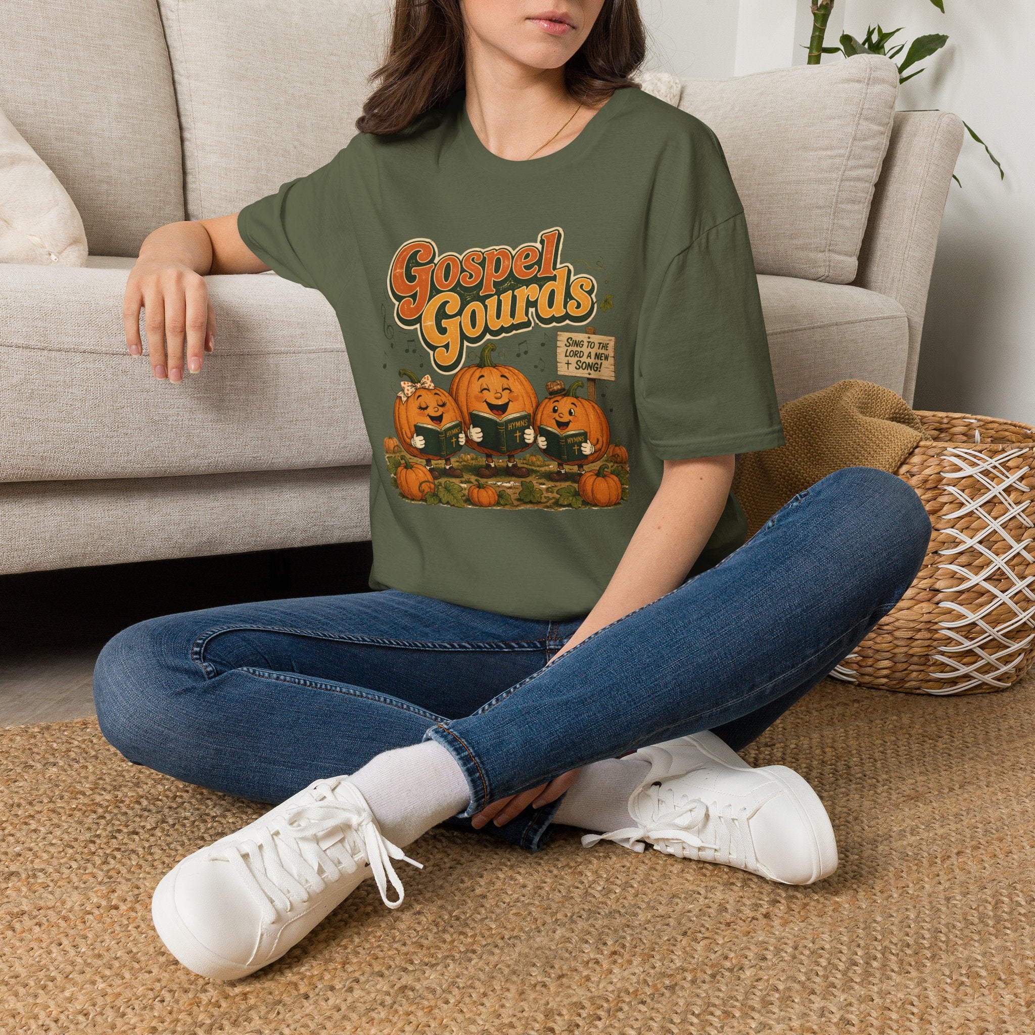 Gospel Gourds Halloween T‑Shirt — Cute Singing Pumpkin Fall Tee