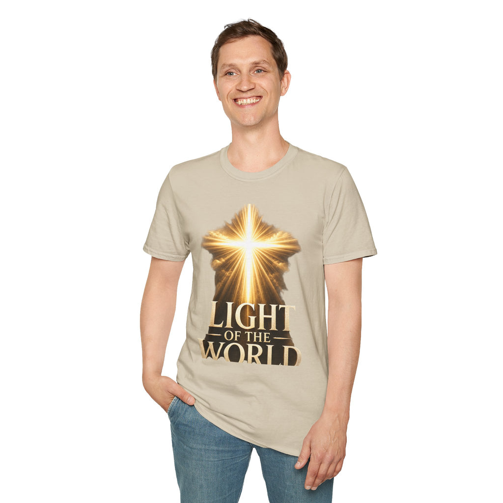 Light of the World T-Shirt — Radiant Cross Christian Faith Tee