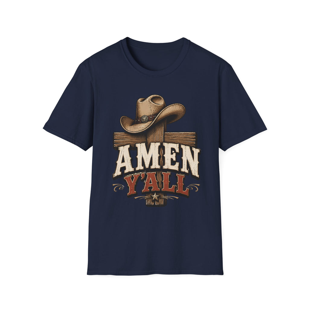 Amen Y’all Cowboy T-Shirt — Western Cross & Hat Graphic Tee