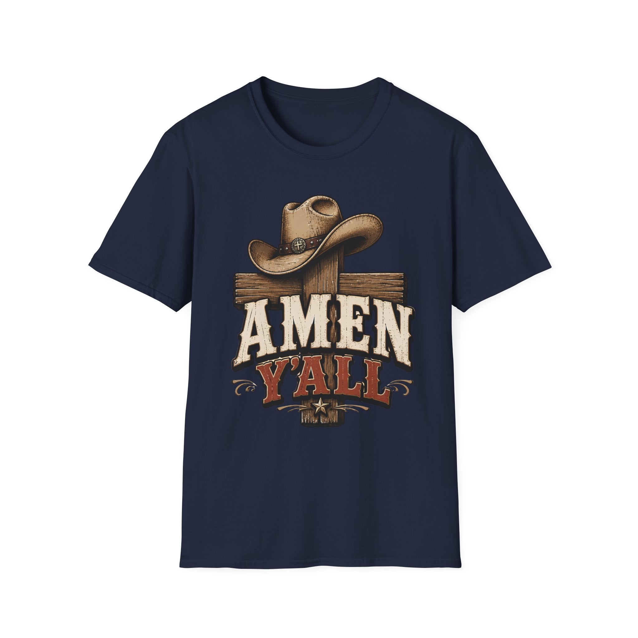Amen Y’all Cowboy T-Shirt — Western Cross & Hat Graphic Tee