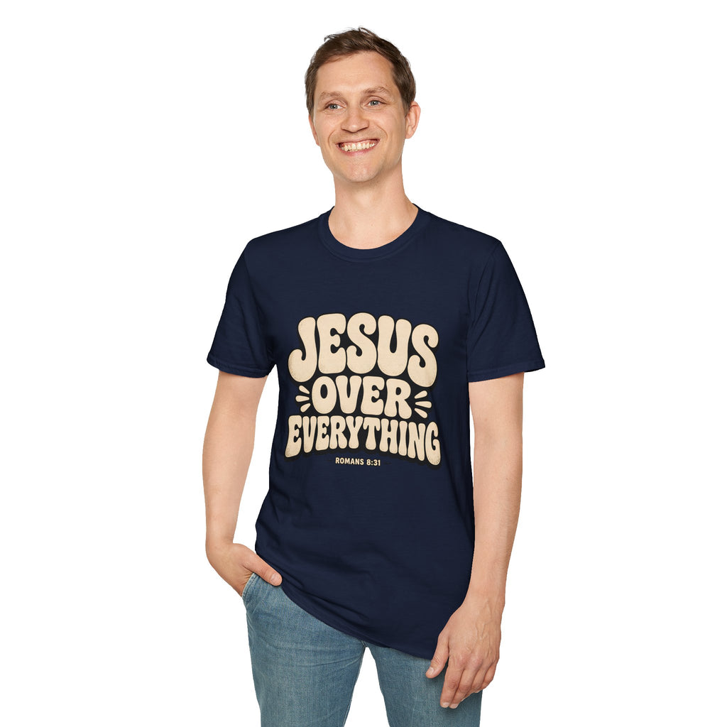 Jesus Over Everything T‑Shirt — Retro Faith Graphic Tee