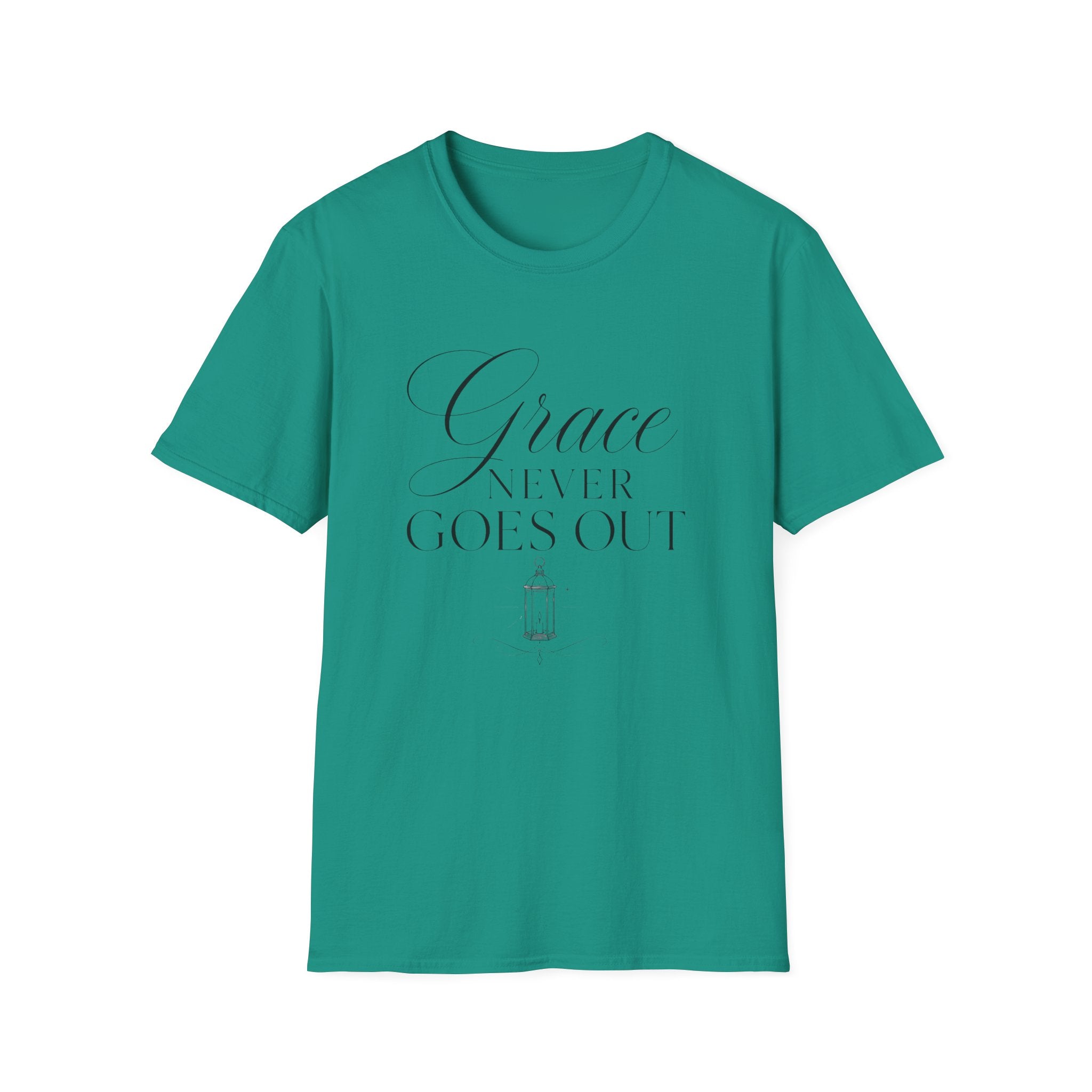 Grace Never Goes Out T-Shirt — Elegant Script Faith Graphic Tee