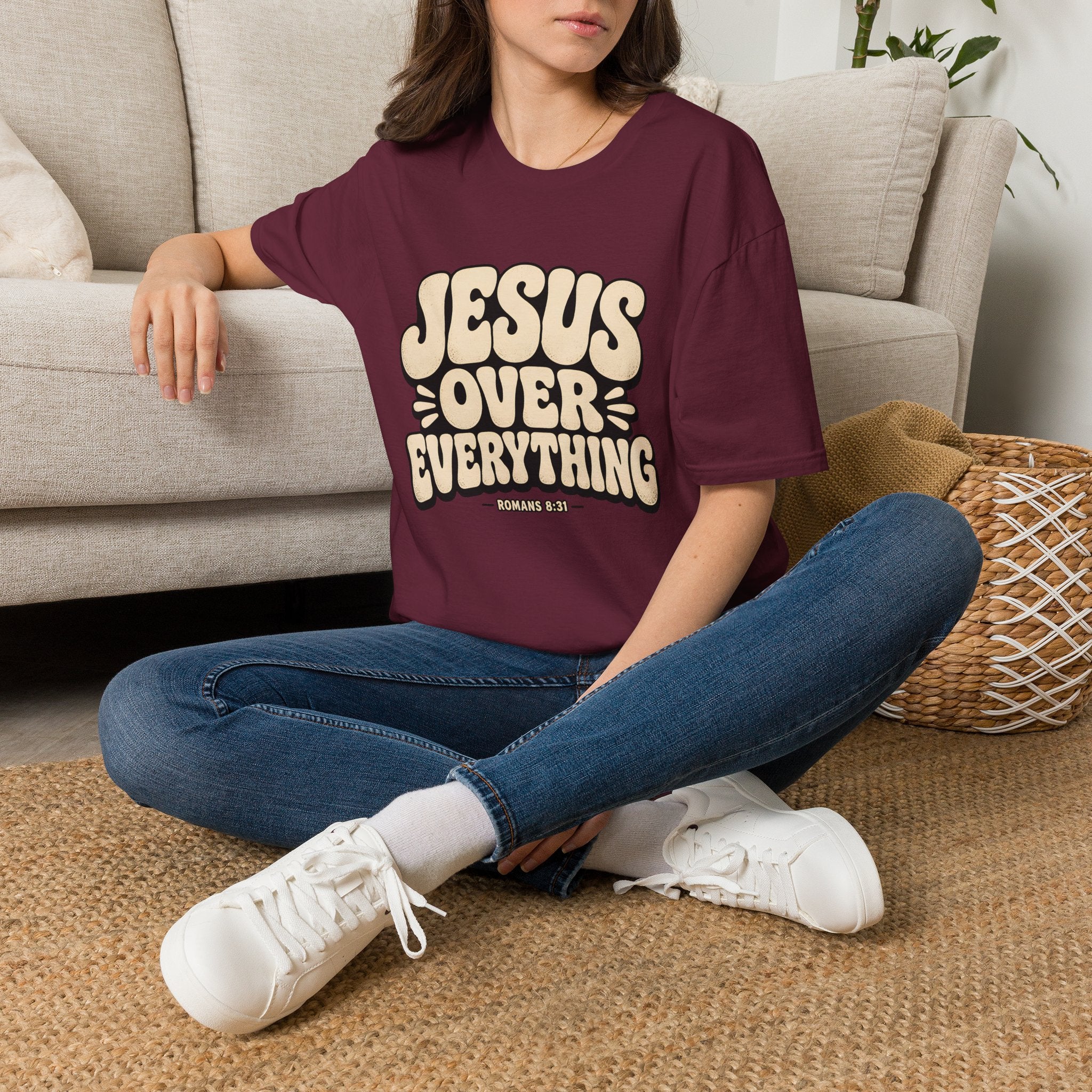Jesus Over Everything T‑Shirt — Retro Faith Graphic Tee