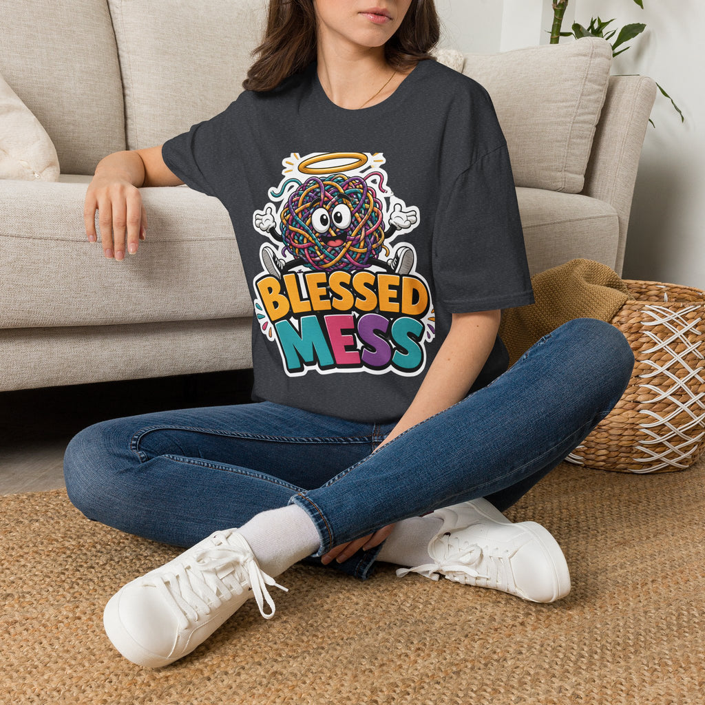 Blessed Mess T-Shirt — Cute Angelic Tangled Yarns Graphic Tee
