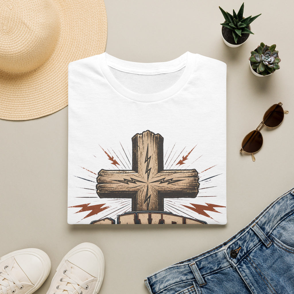 Saved Not Lucky T-Shirt — Christian Cross Faith Graphic Tee