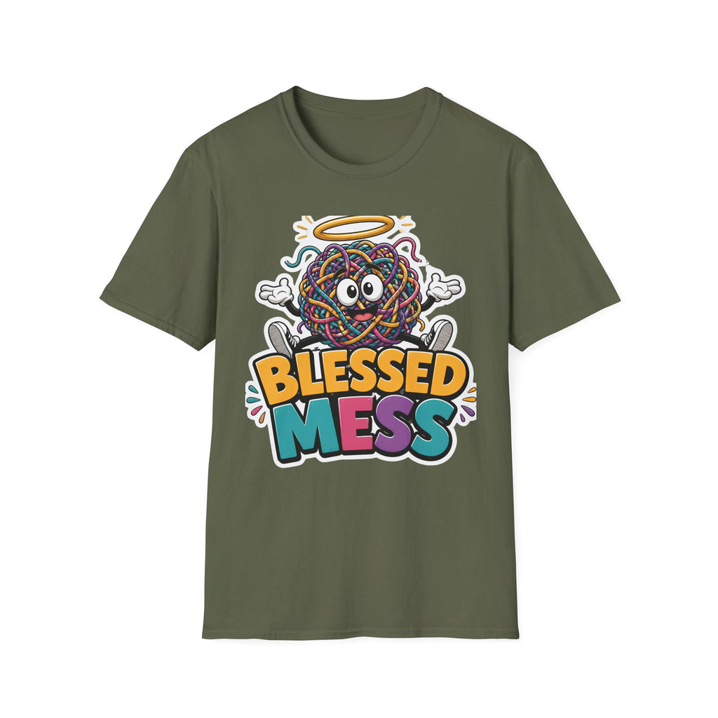 Blessed Mess T-Shirt — Cute Angelic Tangled Yarns Graphic Tee
