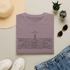 T-Shirt — Minimalist Ocean Waves & Standing Figure Tee — Calm Beach Vibes, Surfing/Travel Gift