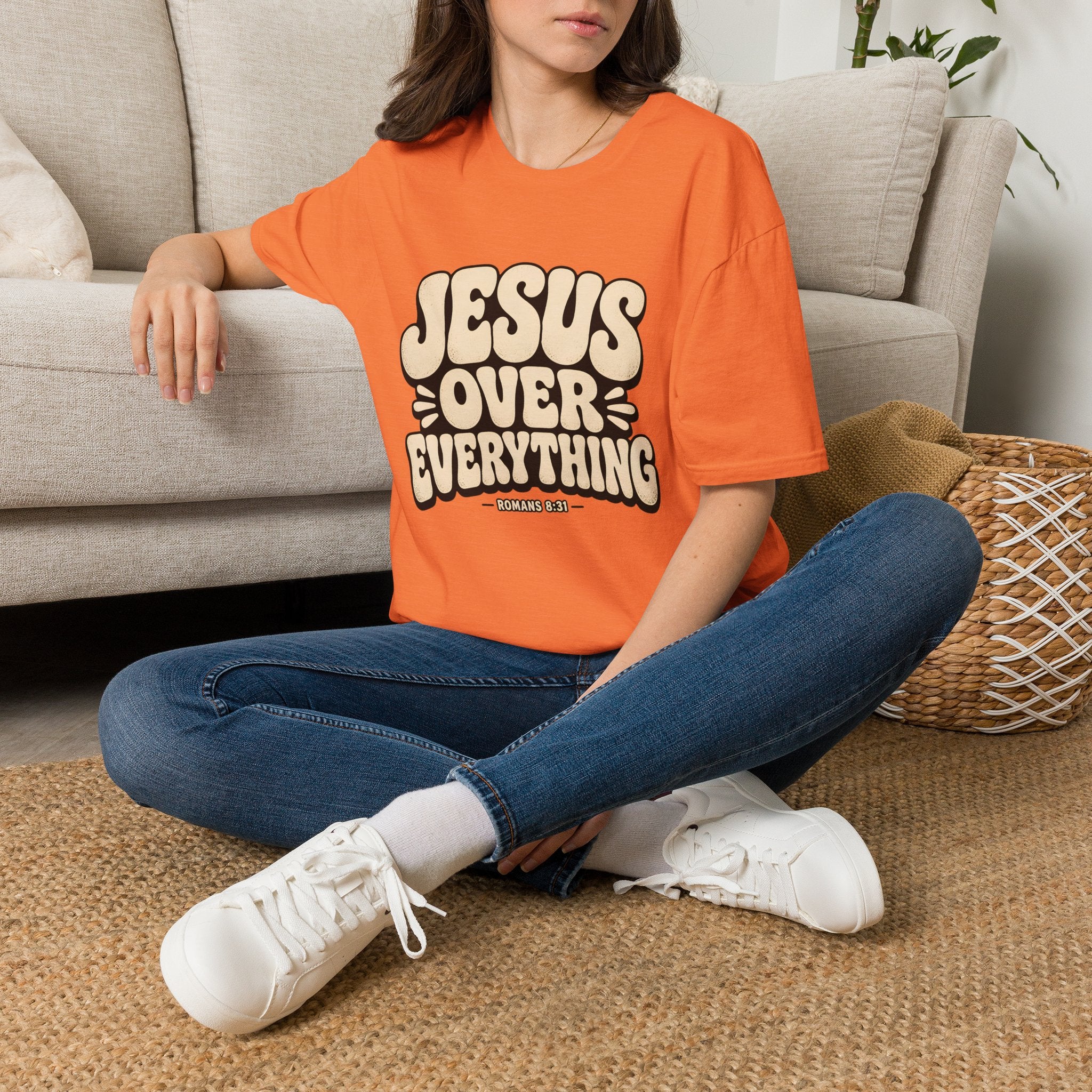Jesus Over Everything T‑Shirt — Retro Faith Graphic Tee