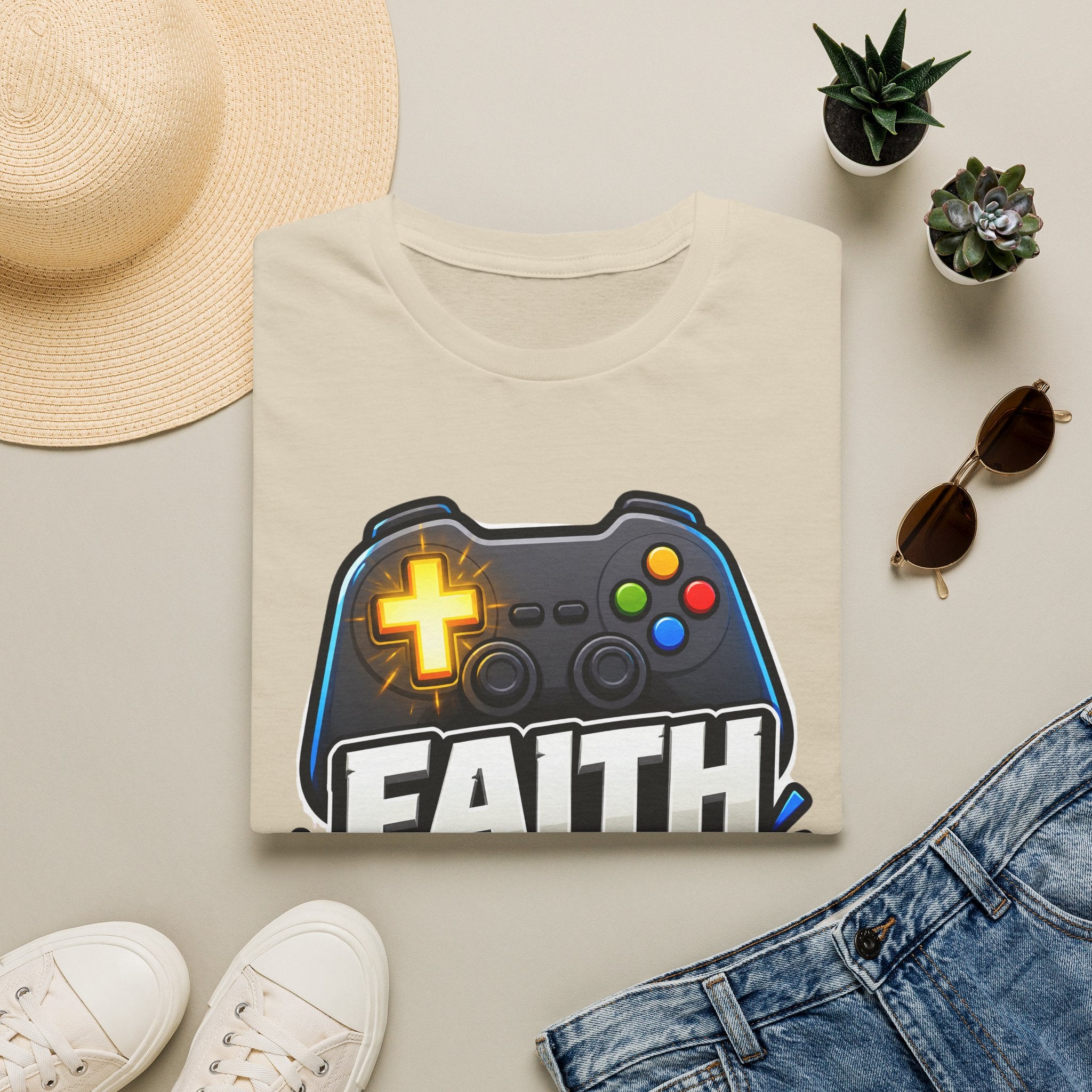 Faith Mode Gamer T-Shirt — Christian Video Game Controller Tee